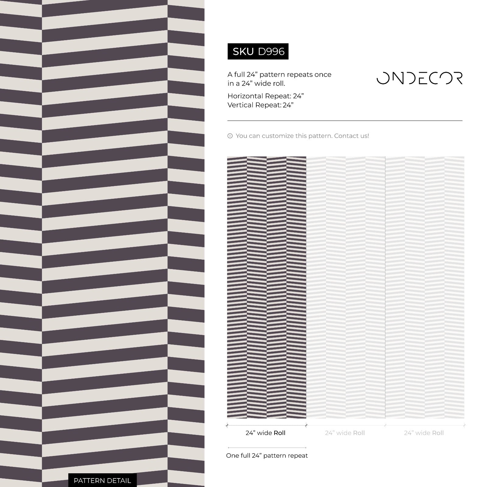 Geometric Wallpaper With An Optical Shifting Stripe Motif In Dark Gray And Beige - D996
