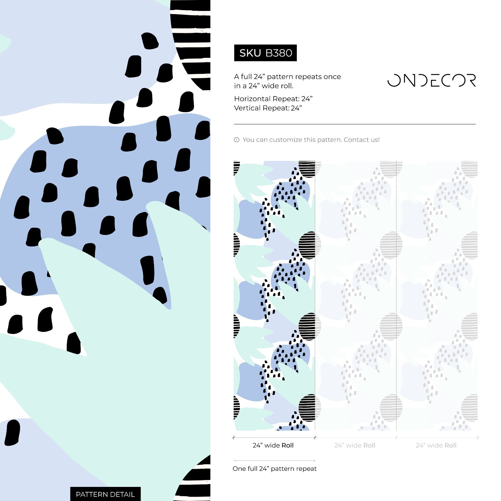 Abstract Wallpaper With Modern Shapes And Dots In Blue, Green, And Black - B380