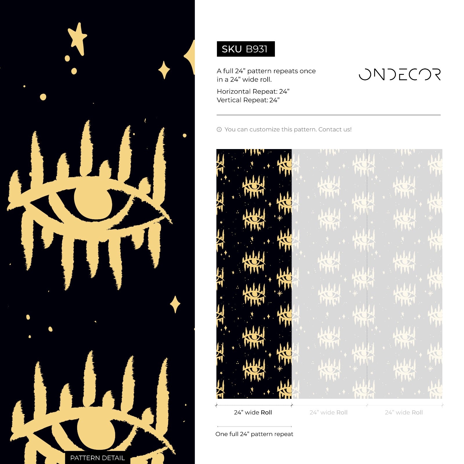 Mystical Wallpaper With A Celestial Eye And Star Motif In Gold And Black - As2-b931