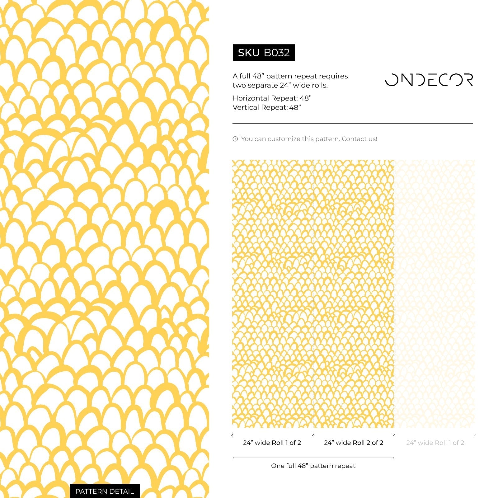 Scandinavian Wallpaper With An Arched Scales Motif In Yellow - B032