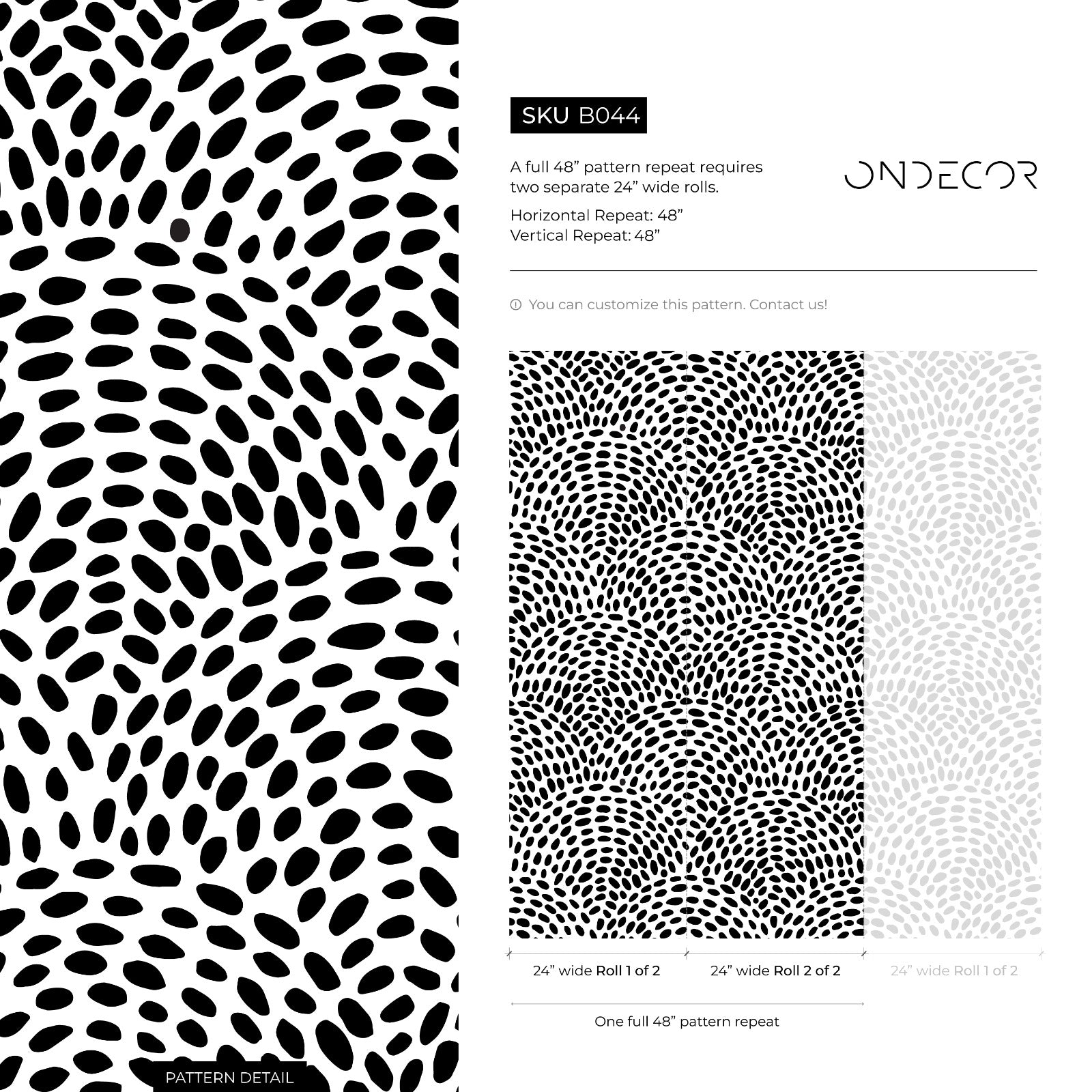 Abstract Wallpaper With A Wavy Pebble Motif In Black And White - B044