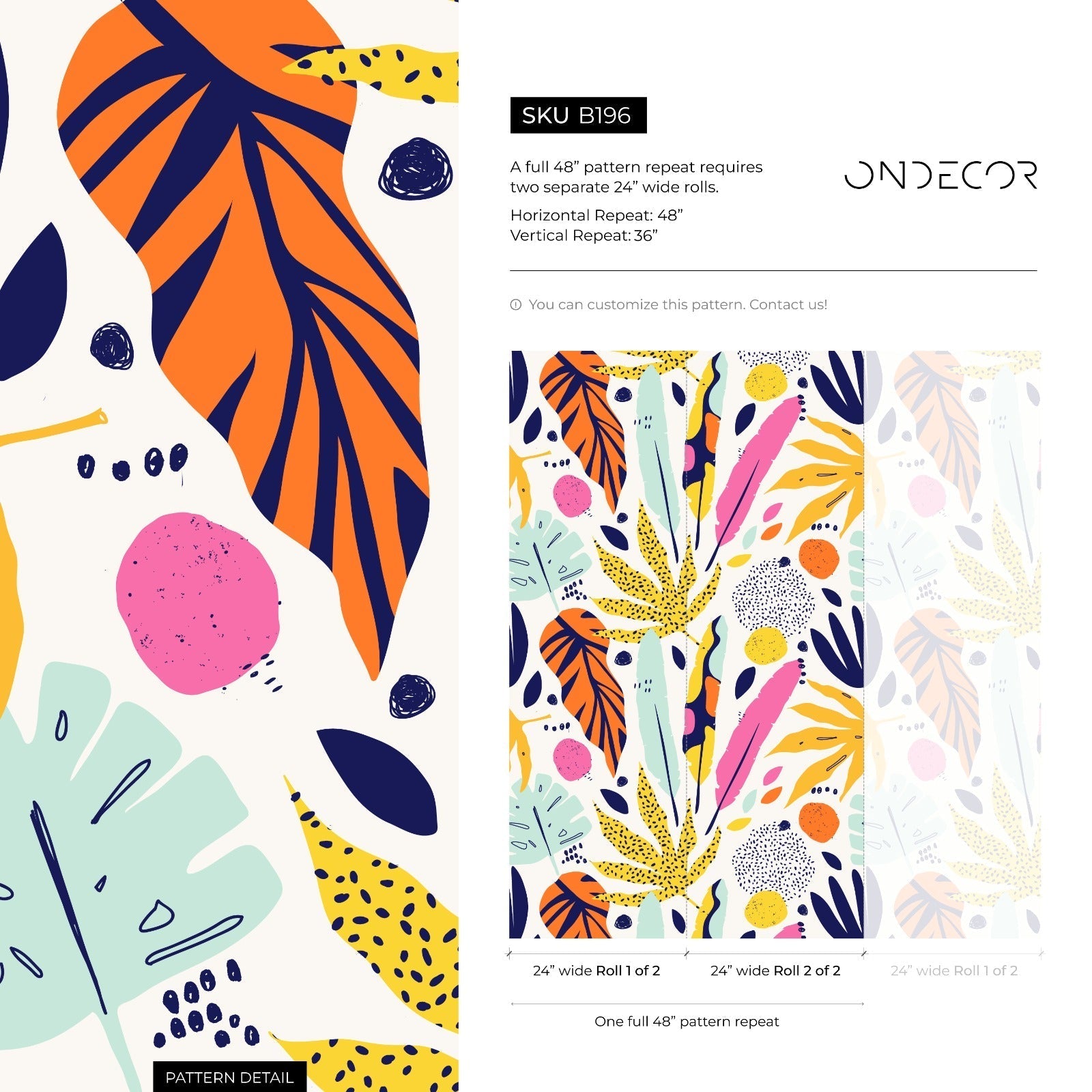 Abstract Wallpaper With A Tropical Leaf Collage In Yellow, Pink, And Blue - B196