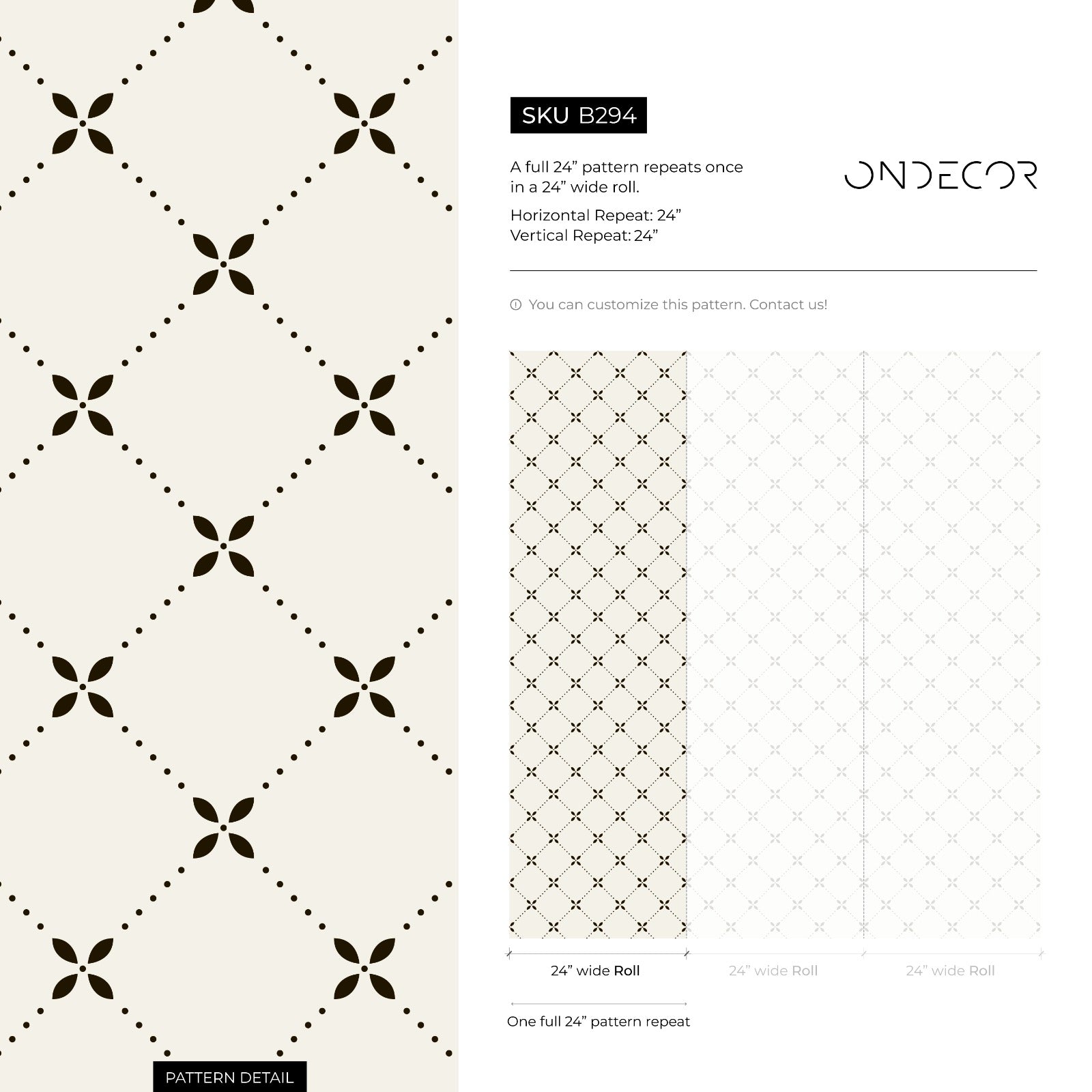 Scandinavian Wallpaper With A Minimalist Floral Lattice In Black - B294
