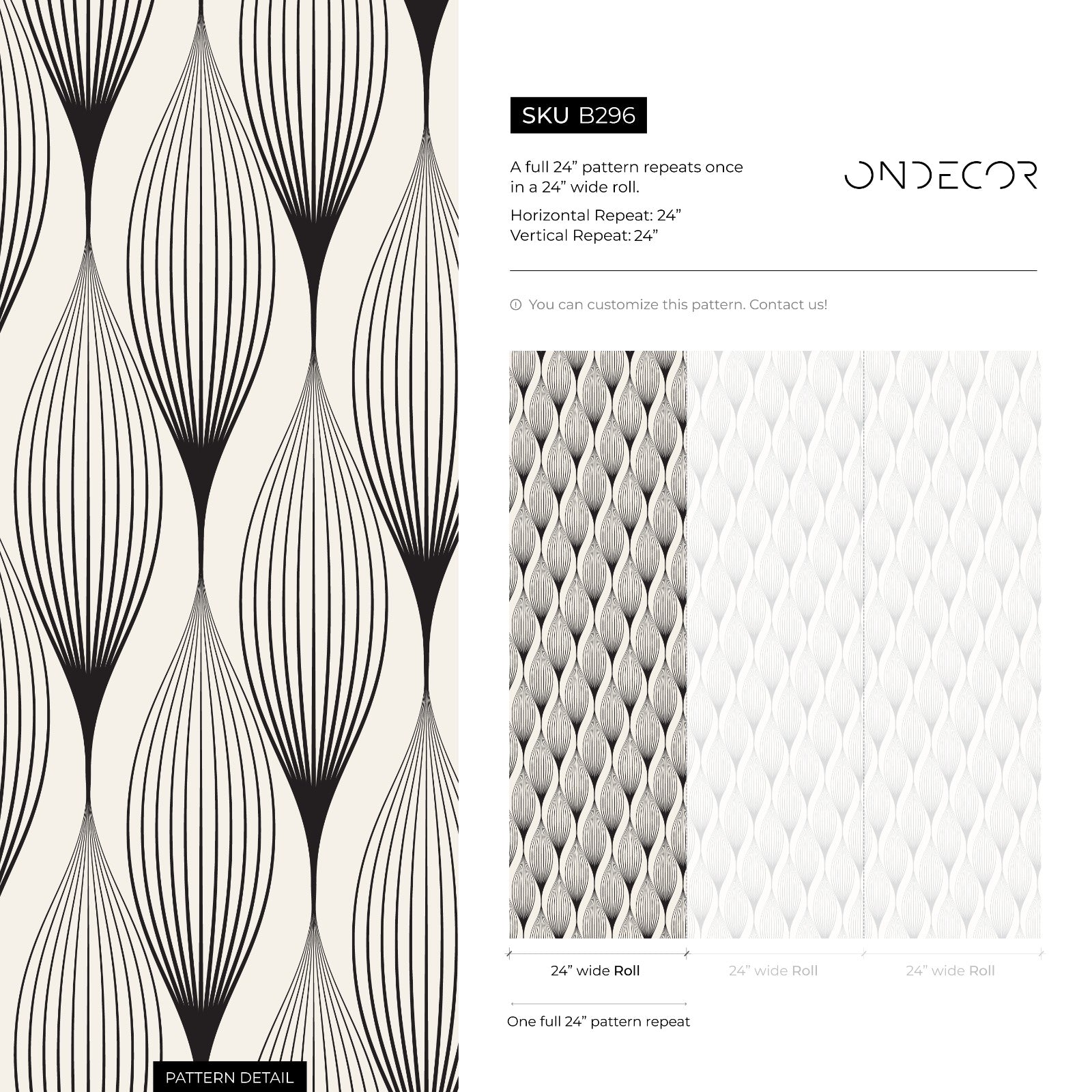 Art Deco Wallpaper With An Elegant Linear Pattern In Black And Beige - B296