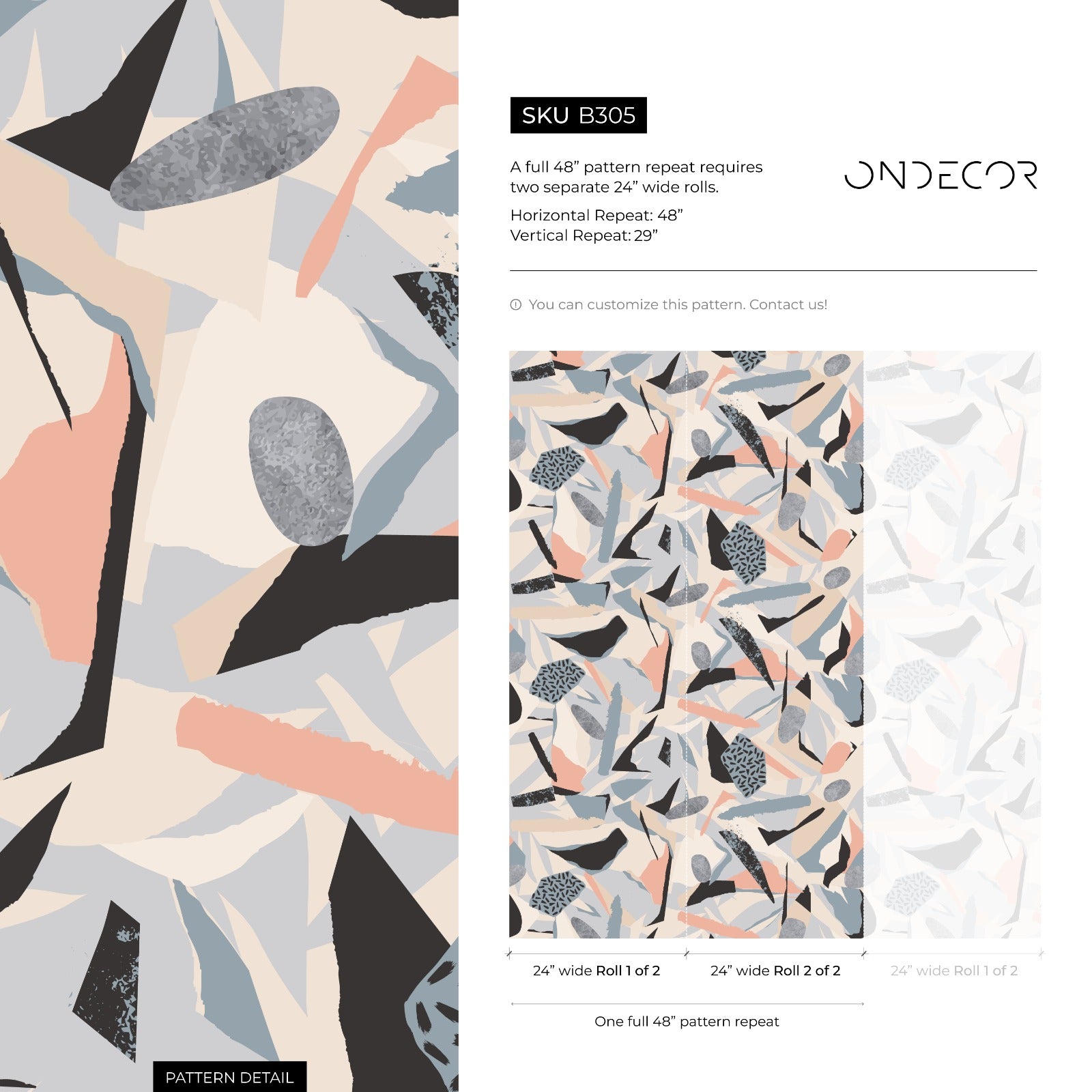 Abstract Wallpaper With A Torn Paper Collage In Beige, Blue, And Black - B305