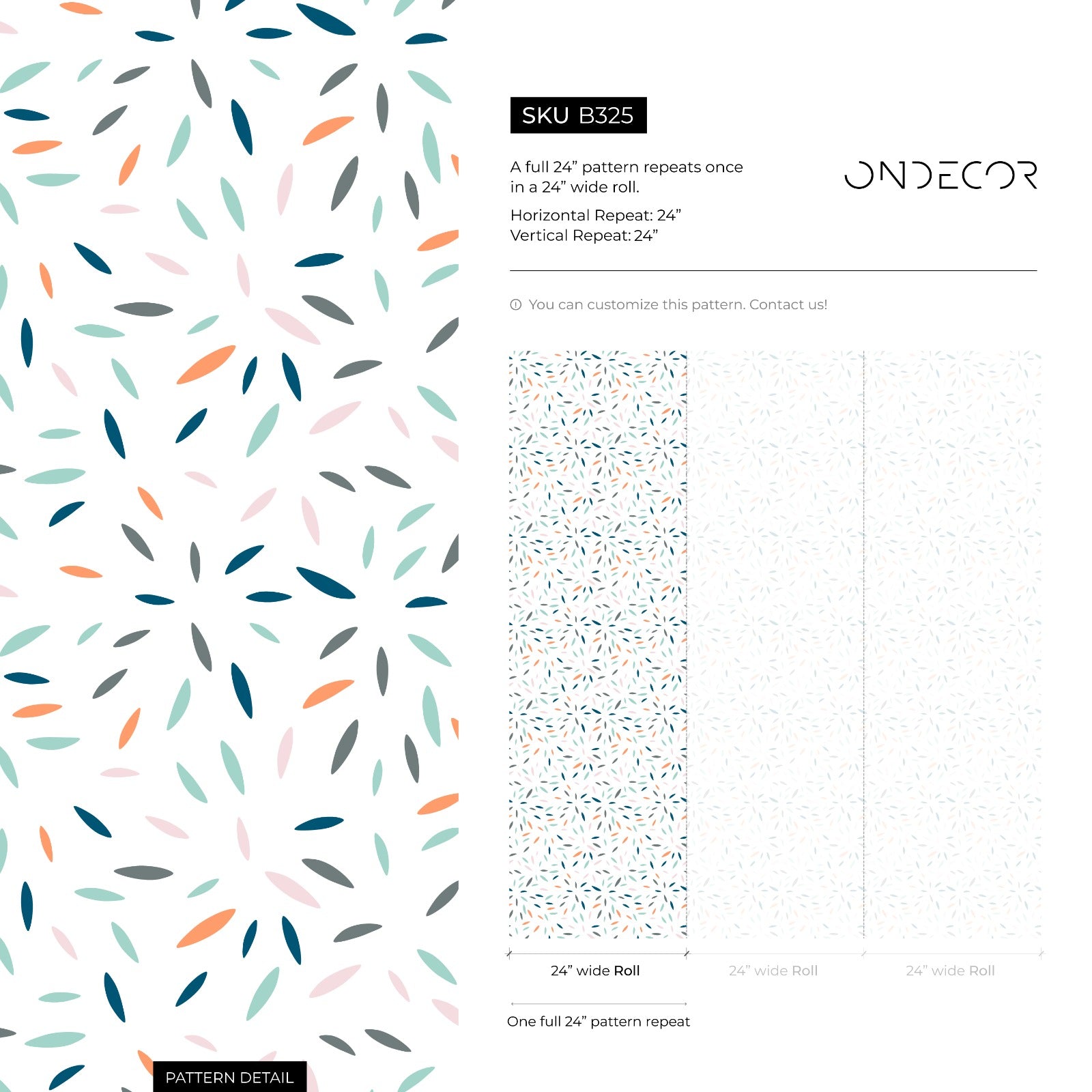 Abstract Wallpaper With A Scattered Petal Motif In Blue, Orange, And Teal - B325