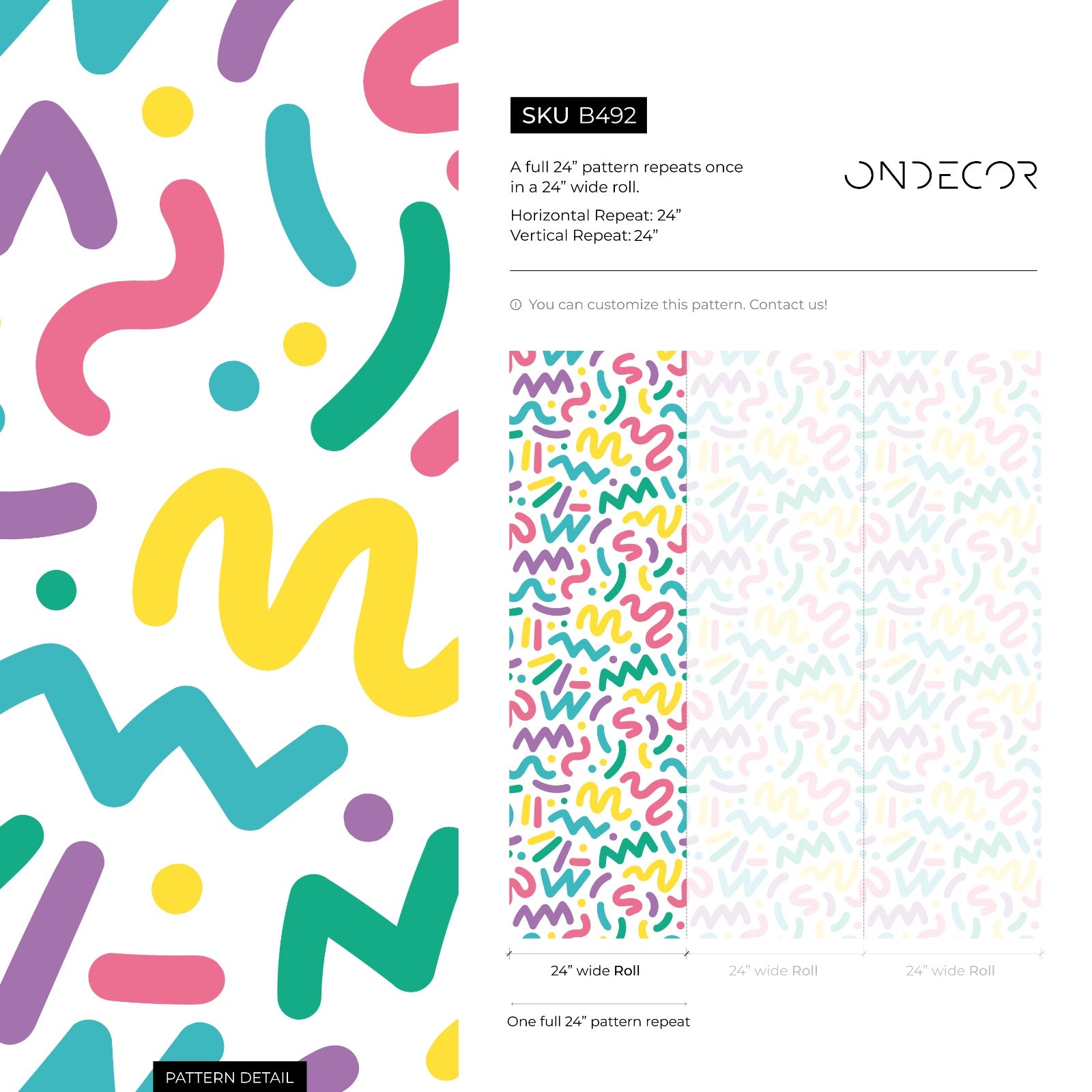 Abstract Wallpaper With Colorful Squiggles In Yellow, Pink, And Teal - As1-b492
