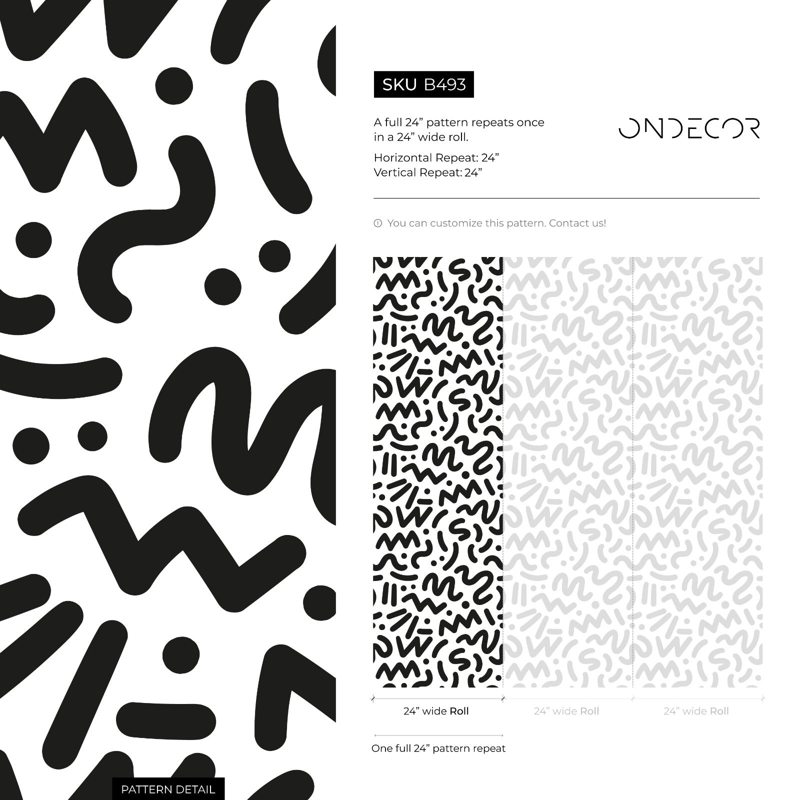 Abstract Wallpaper With A Bold Doodle Pattern In Black And White - B493