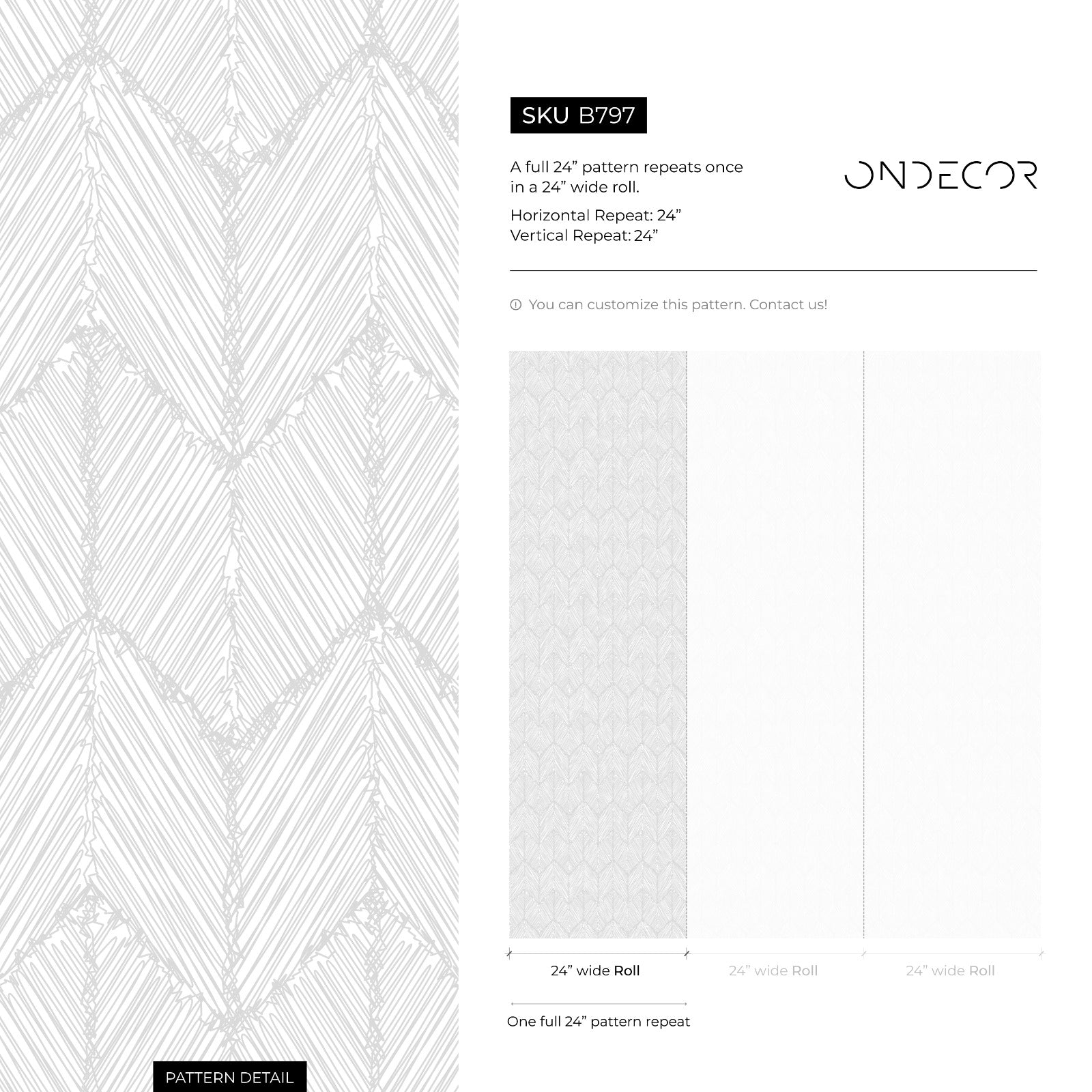 Scandinavian Wallpaper With A Sketched Chevron Motif In Light Gray And White - B797