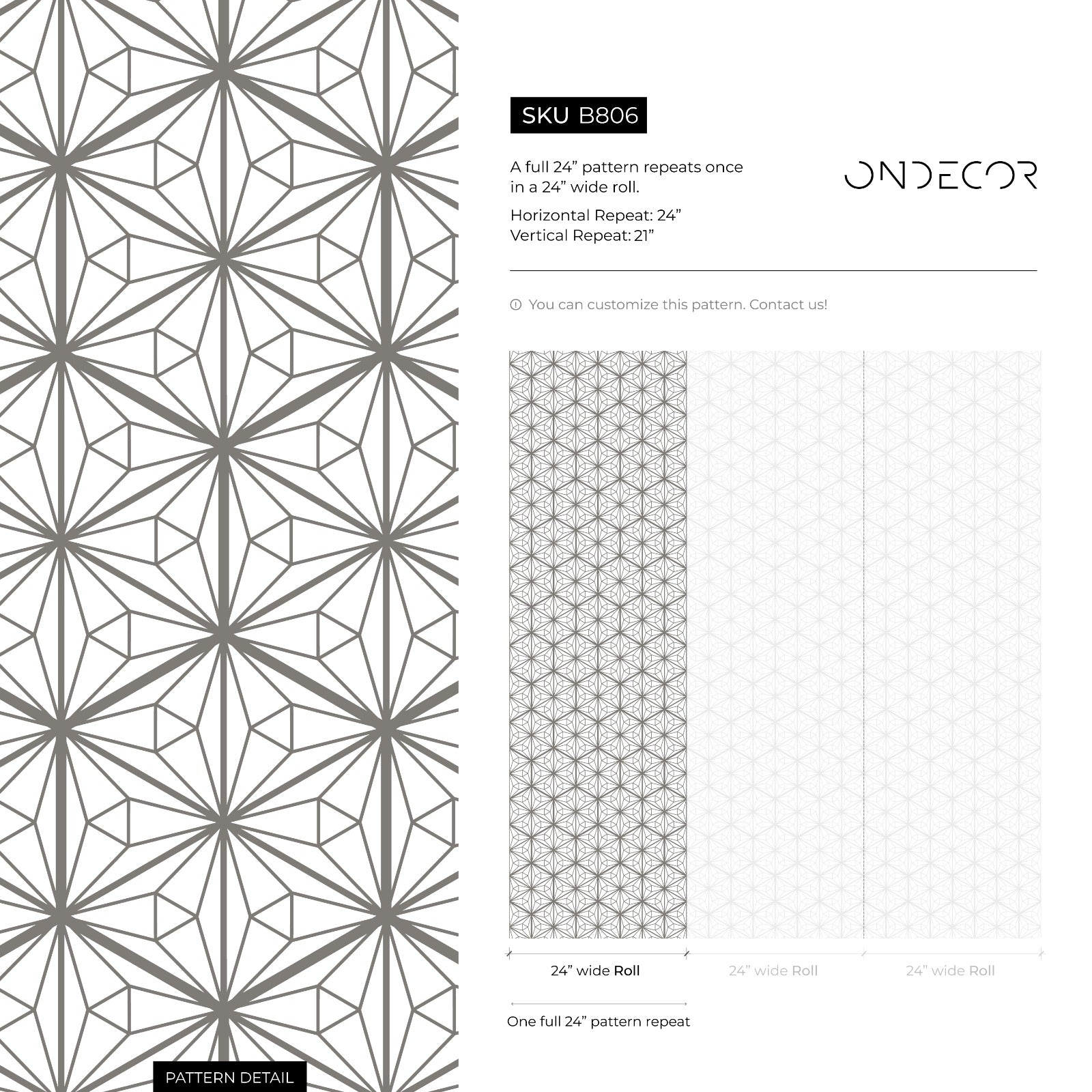 Art Deco Wallpaper With A Geometric Starburst Motif In Grey - B806