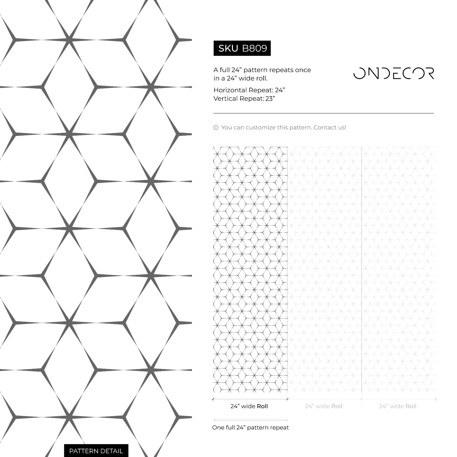 Geometric Wallpaper With An Interlocking Star Pattern In Black And White - B809