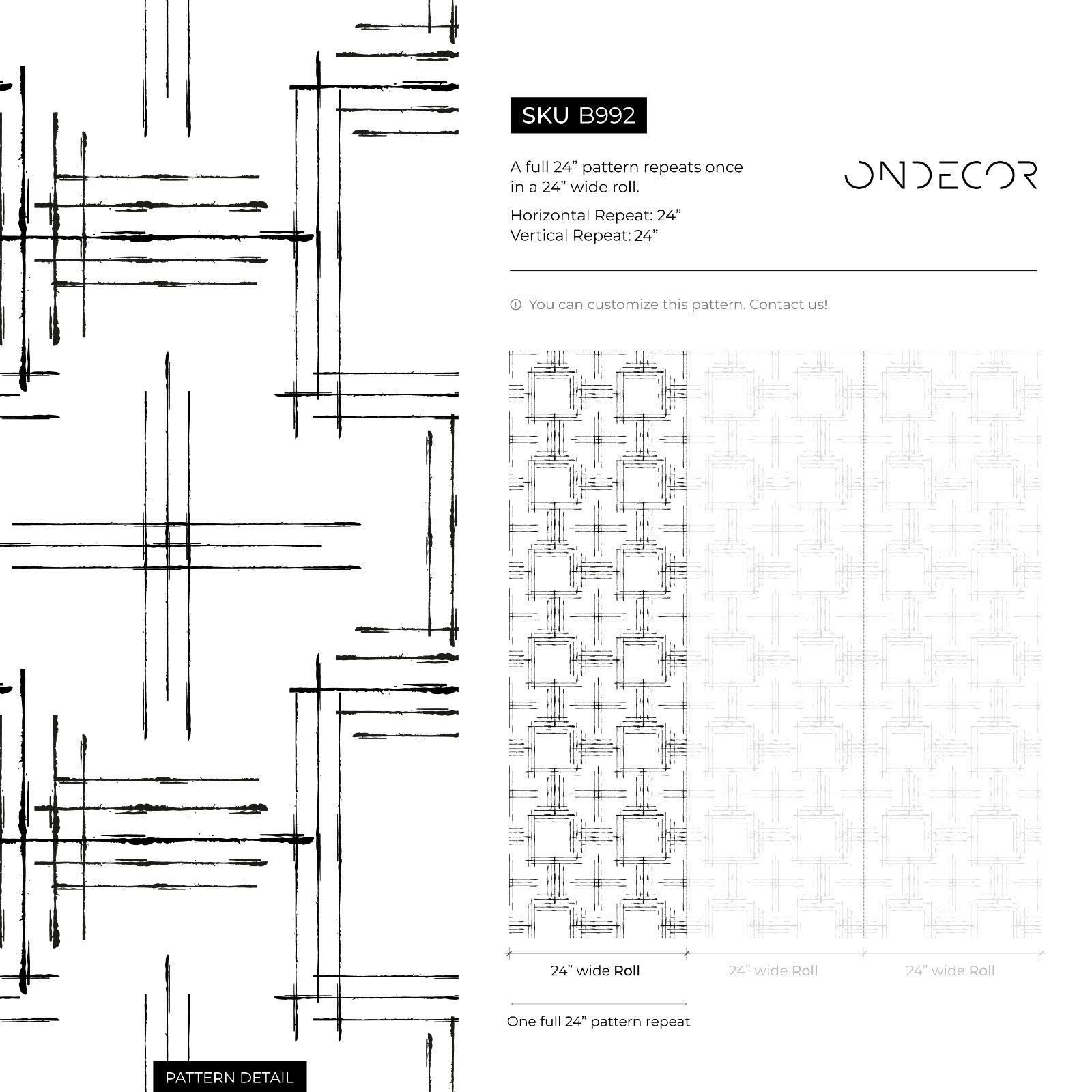 Geometric Wallpaper With A Sketched Grid Motif In Black And White - B992