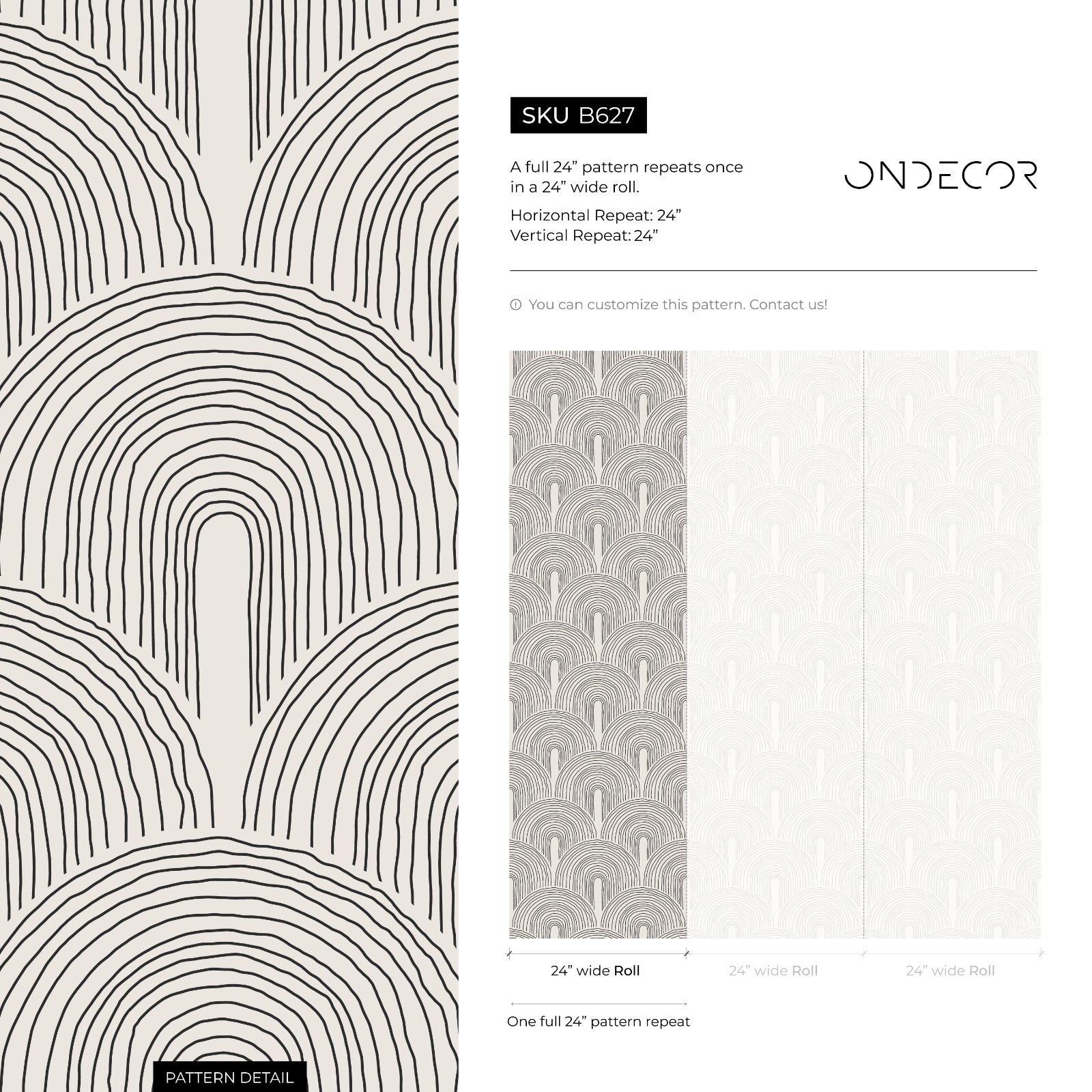 Abstract Wallpaper With Hand-drawn Arches In Black And White - B627