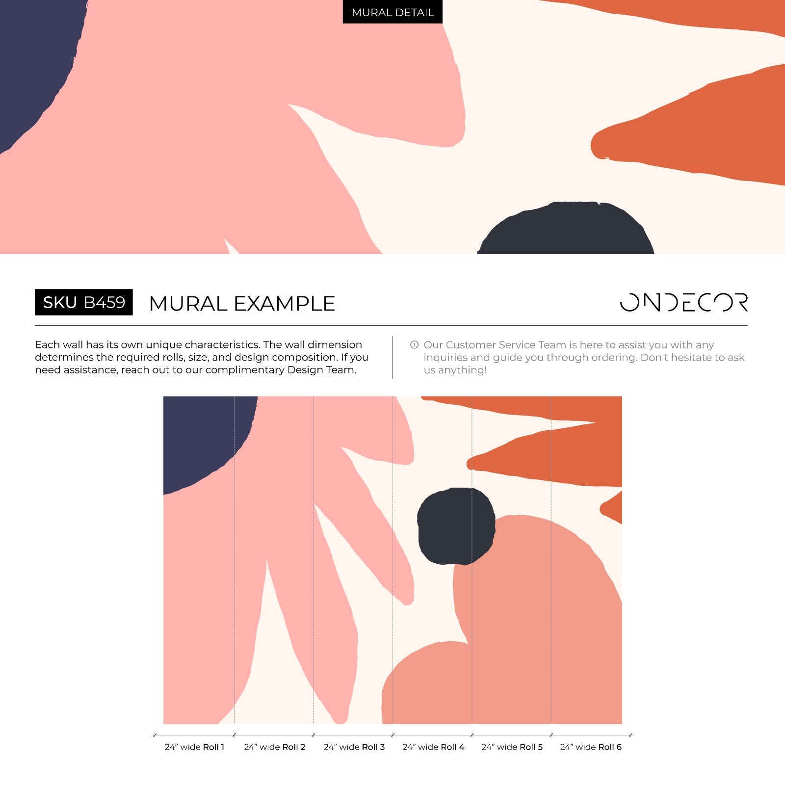 Abstract Wallpaper With Bold Organic Shapes In Pink, Orange, And Navy - B459