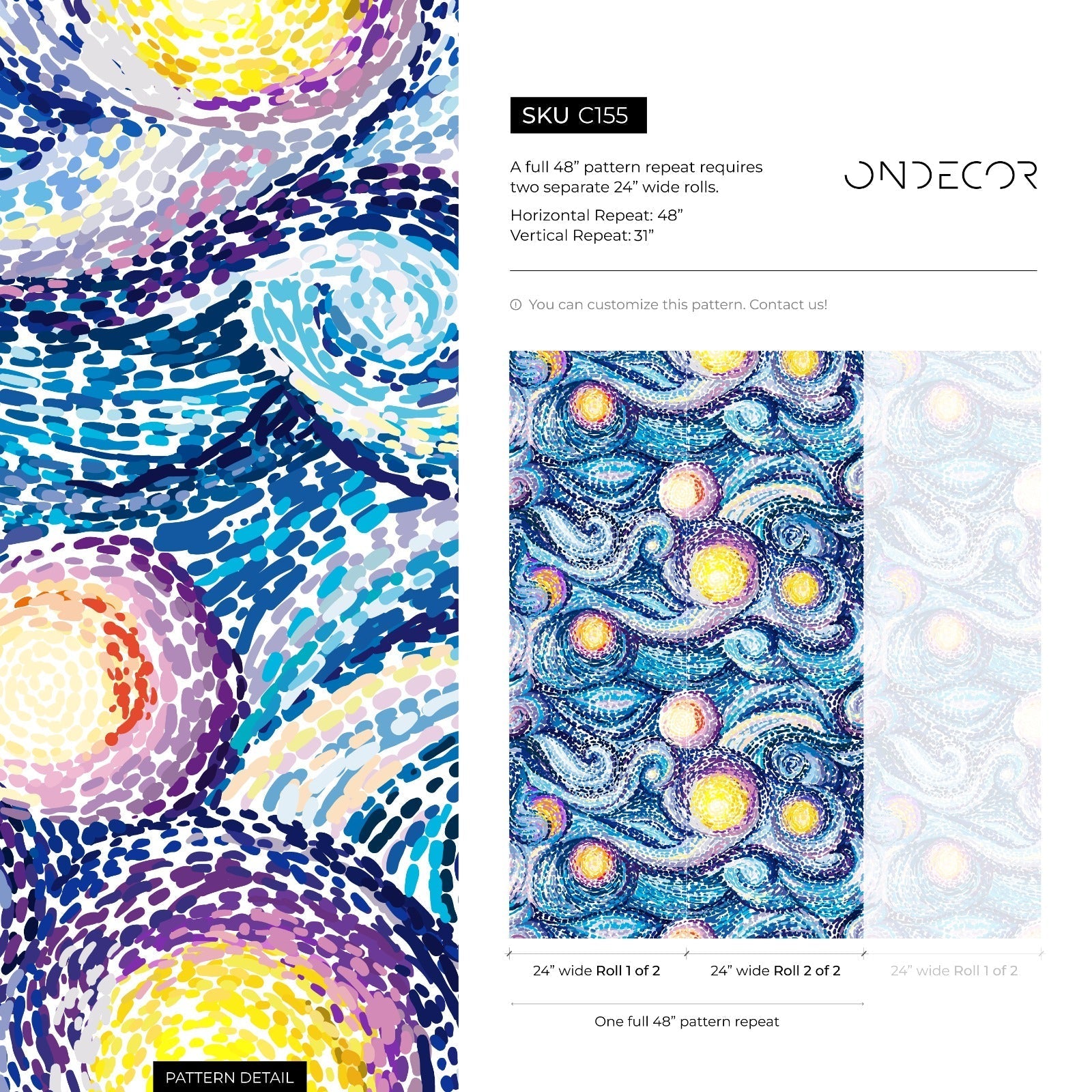 Abstract Wallpaper With A Starry Night Mosaic In Blue And Yellow - C155