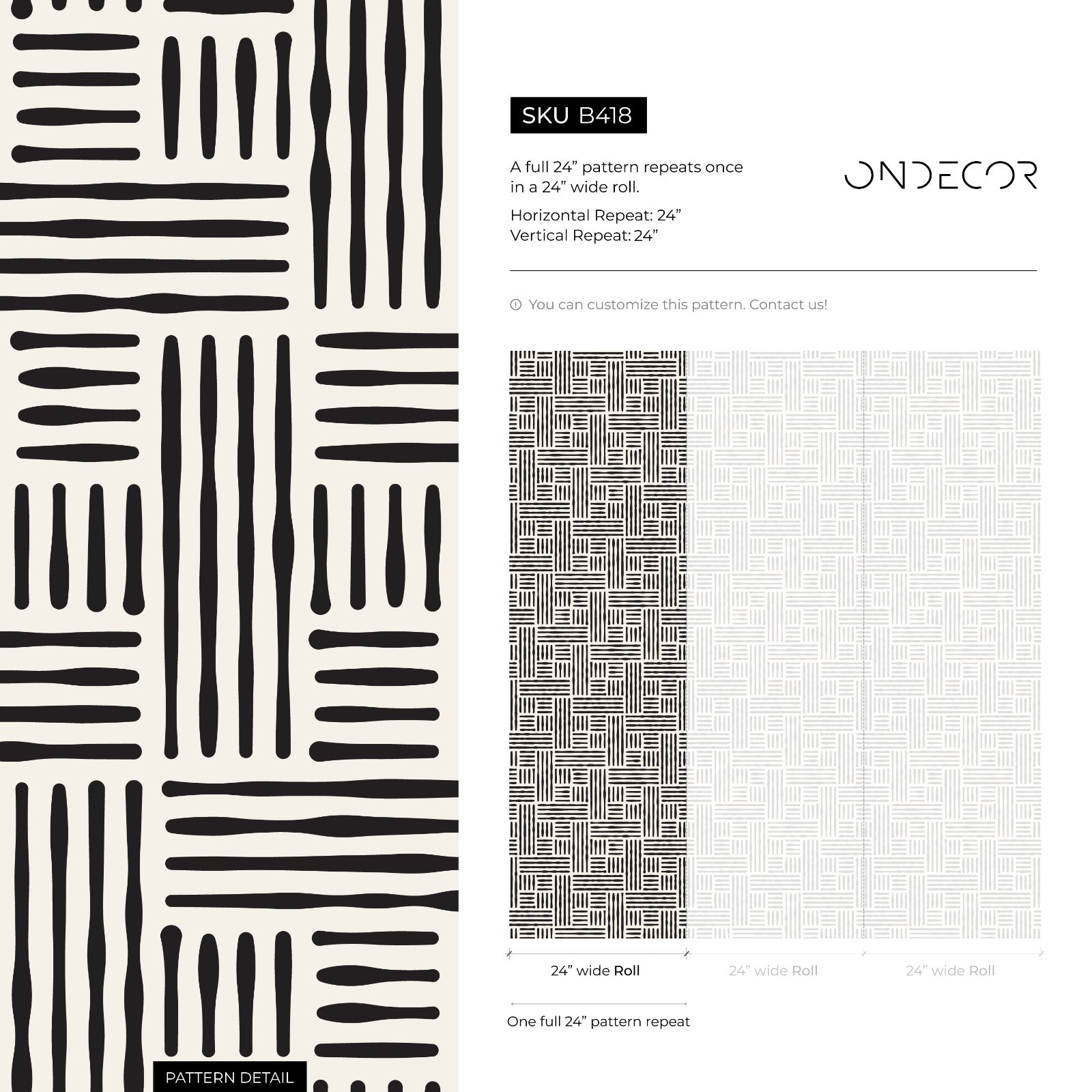 Geometric Wallpaper With A Woven Line Pattern In Black And White - B418