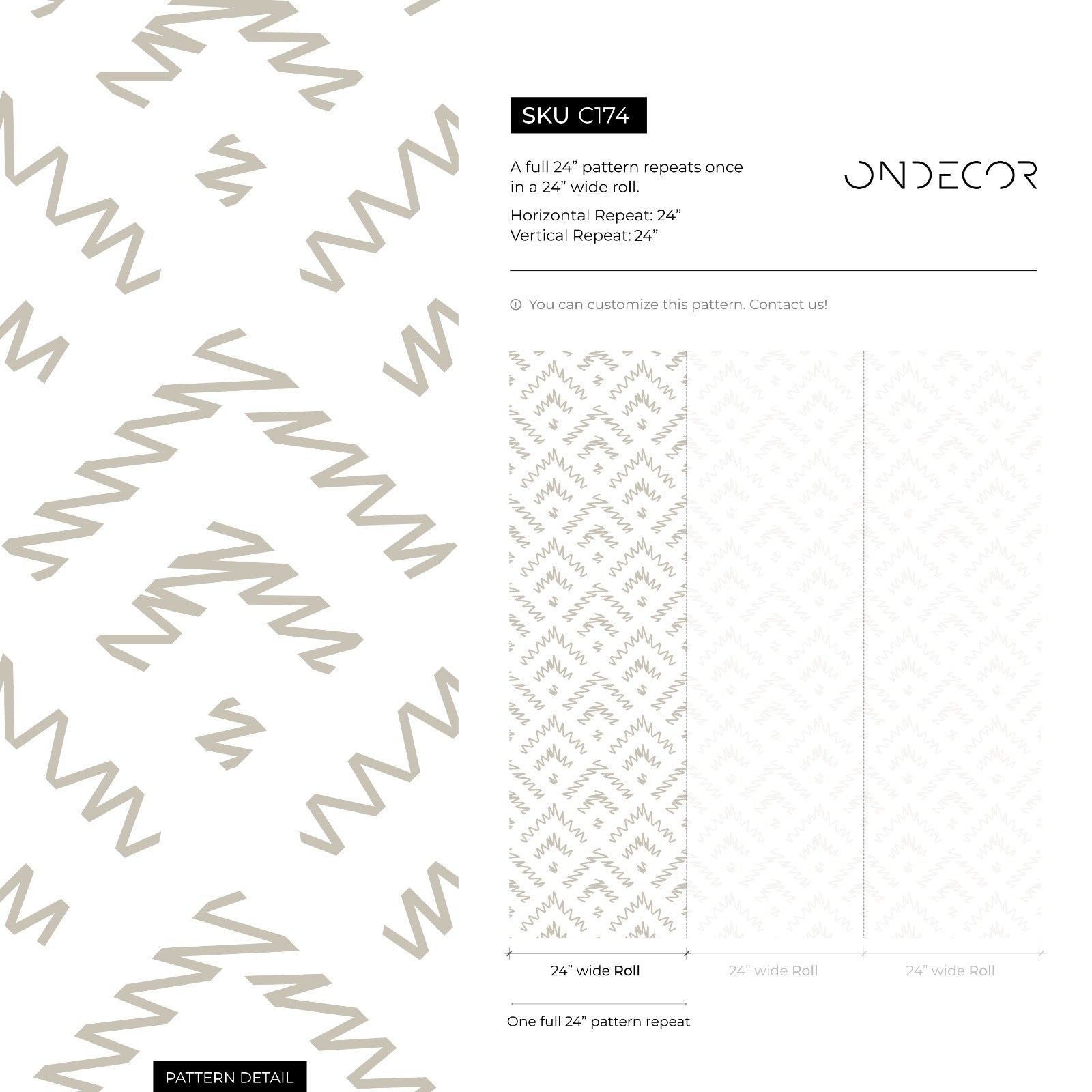 Abstract Wallpaper With A Hand-drawn Chevron Motif In Taupe - C174