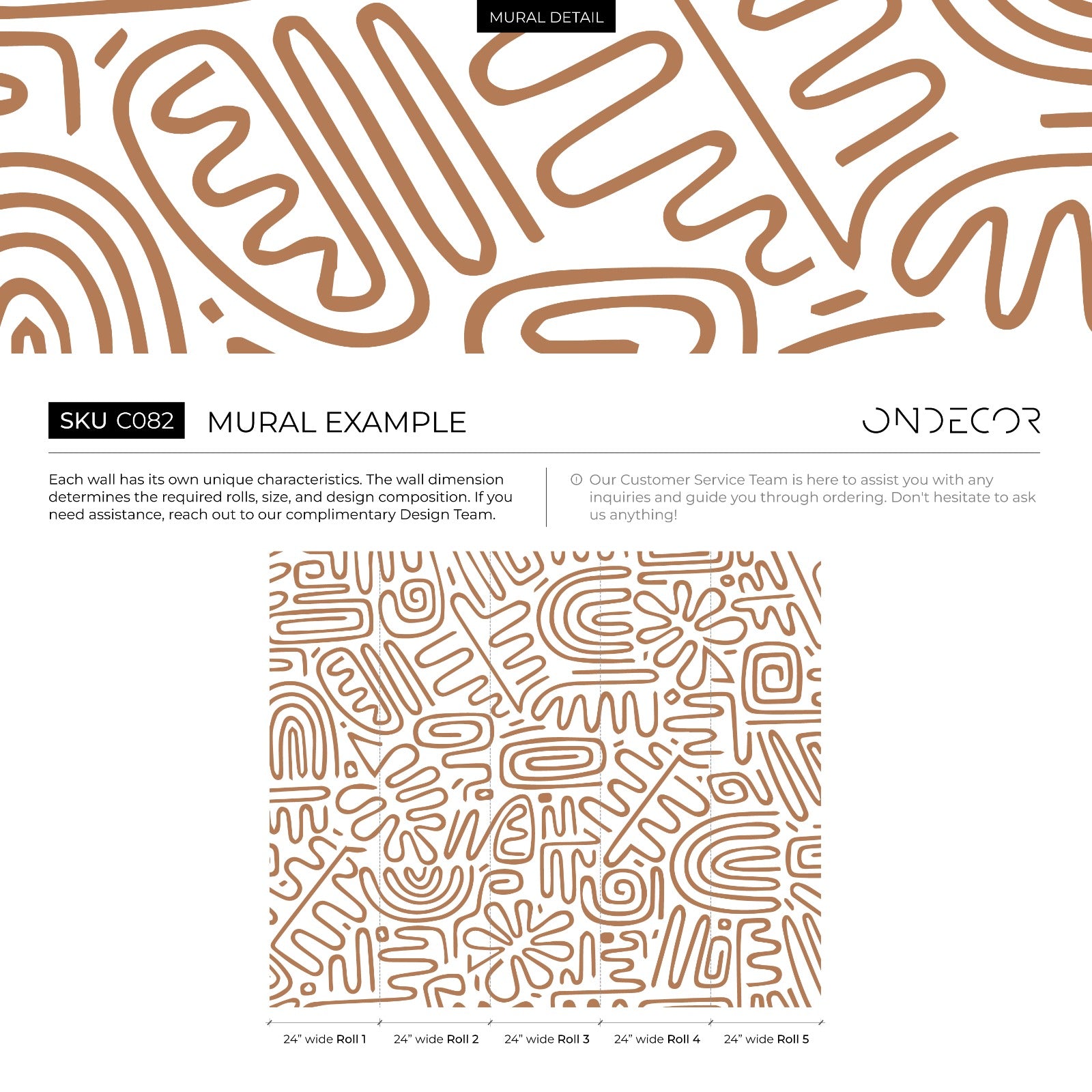Abstract Wallpaper With Primitive Line Art In Brown - C082