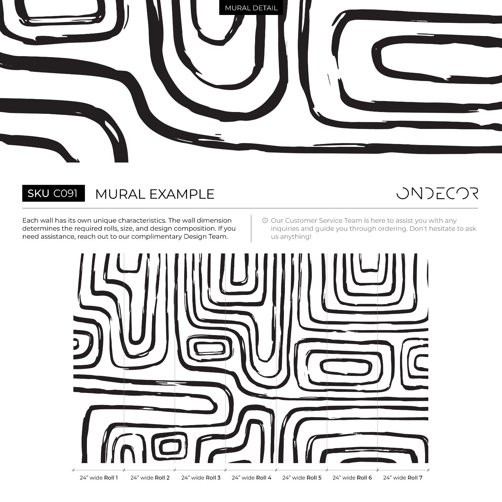 Abstract Wallpaper With Bold Brush Stroke Lines In Black - C091