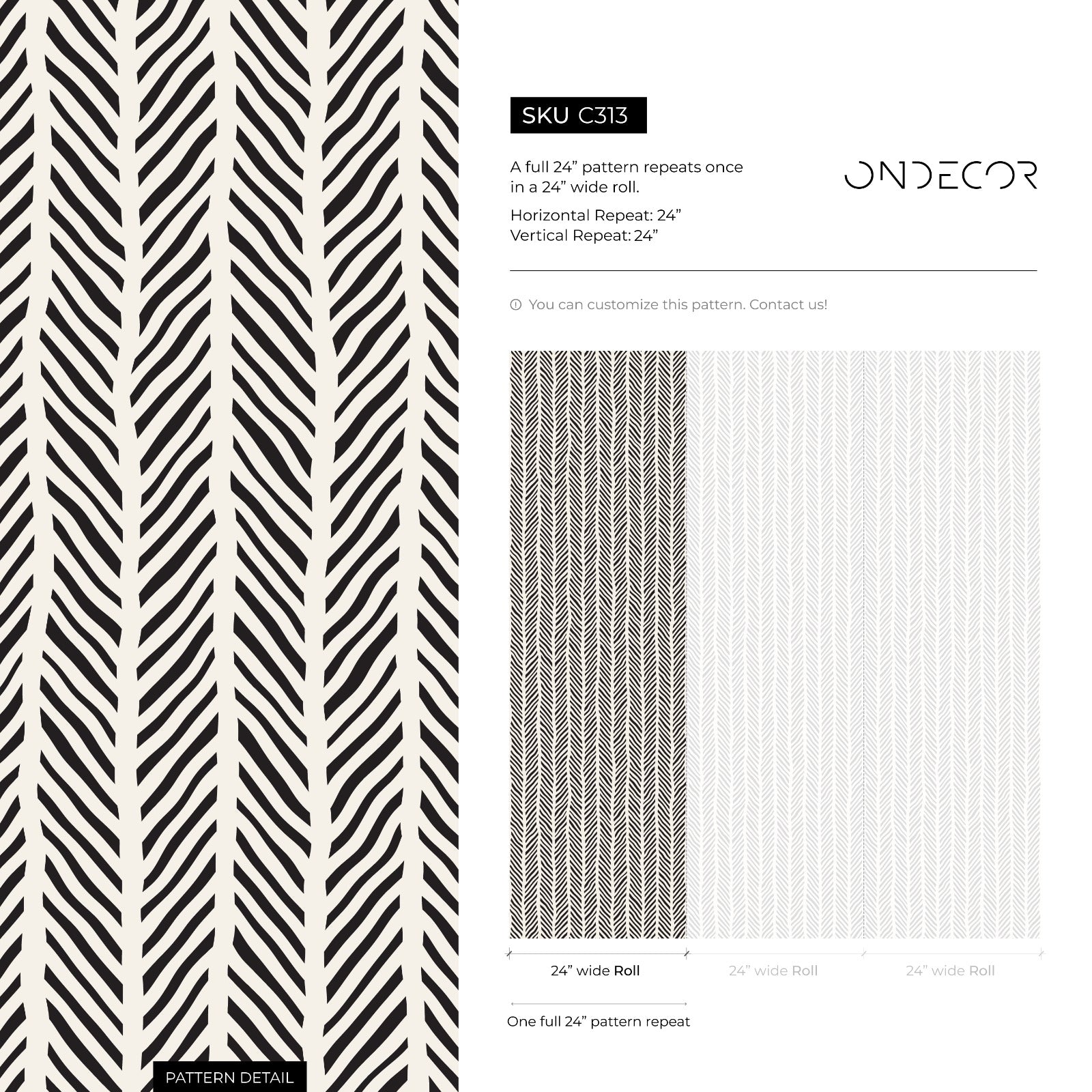 Geometric Wallpaper With Sketched Chevron Lines In Black And Off-white - C313