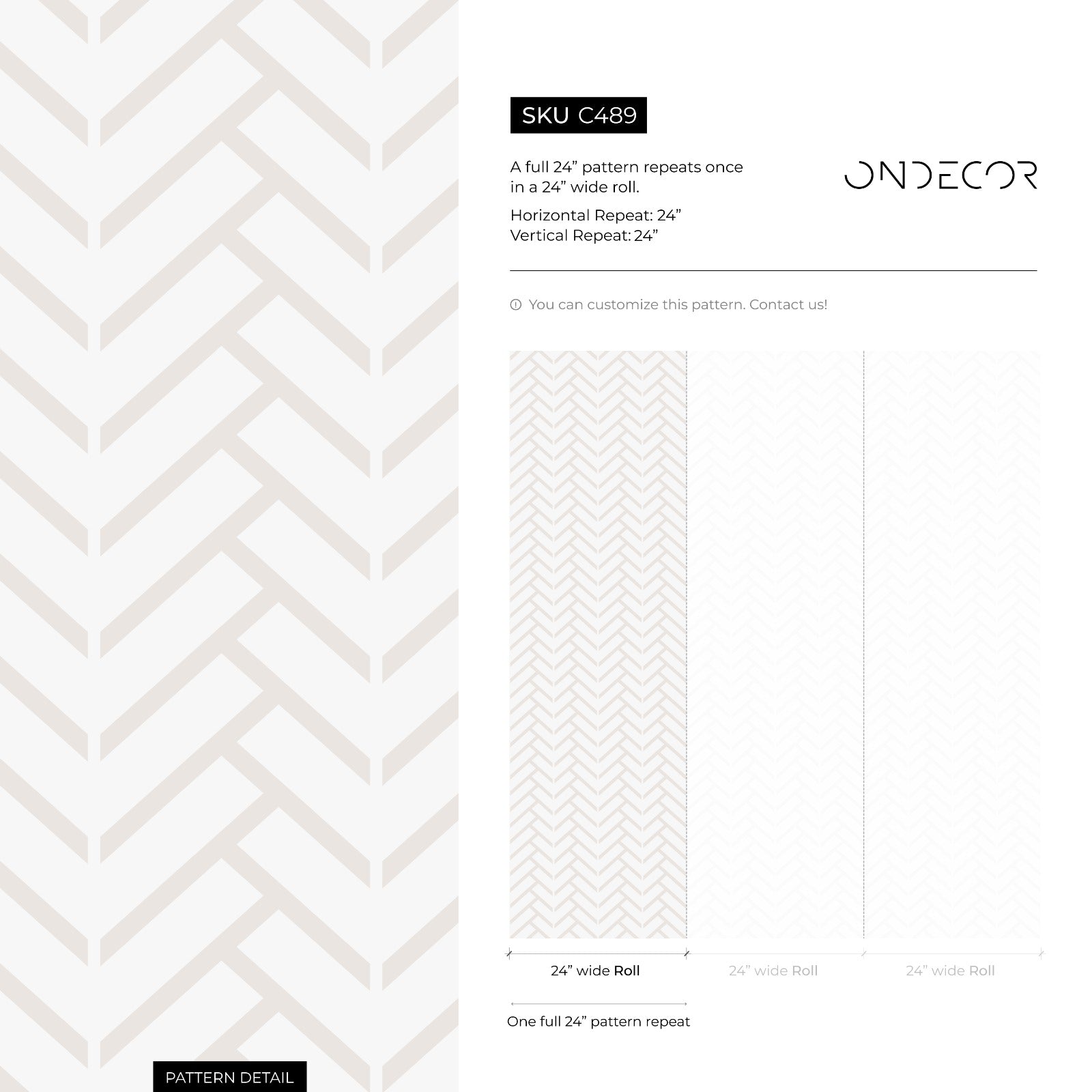 Geometric Wallpaper With A Subtle Herringbone Pattern In Beige - C489