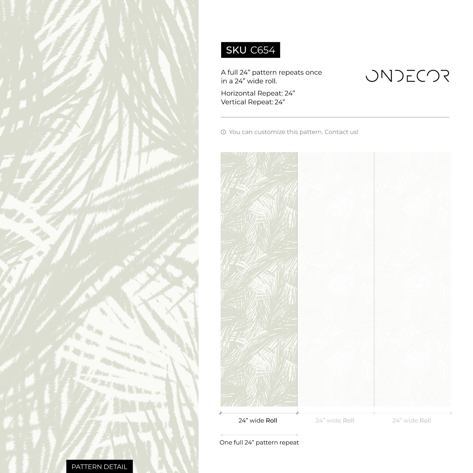 Tropical Wallpaper With Sketched Palm Fronds In Light Gray And Cream - C654