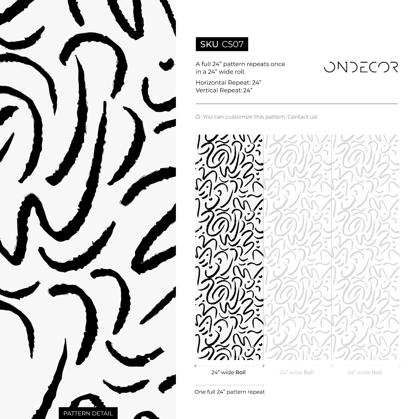 Abstract Wallpaper Featuring Hand-drawn Brush Strokes In Black And White - C507