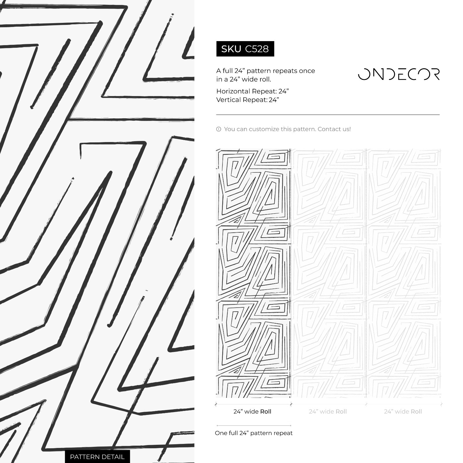 Abstract Wallpaper With A Hand-drawn Maze Motif In Black And White - C528