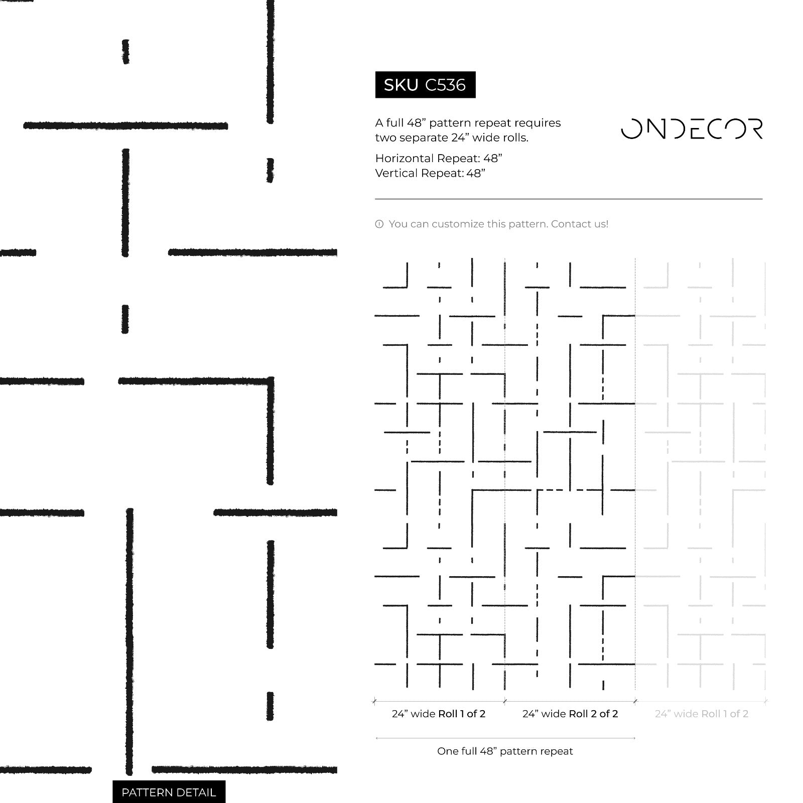 Geometric Wallpaper With A Modern Linear Maze In Black And White - C536