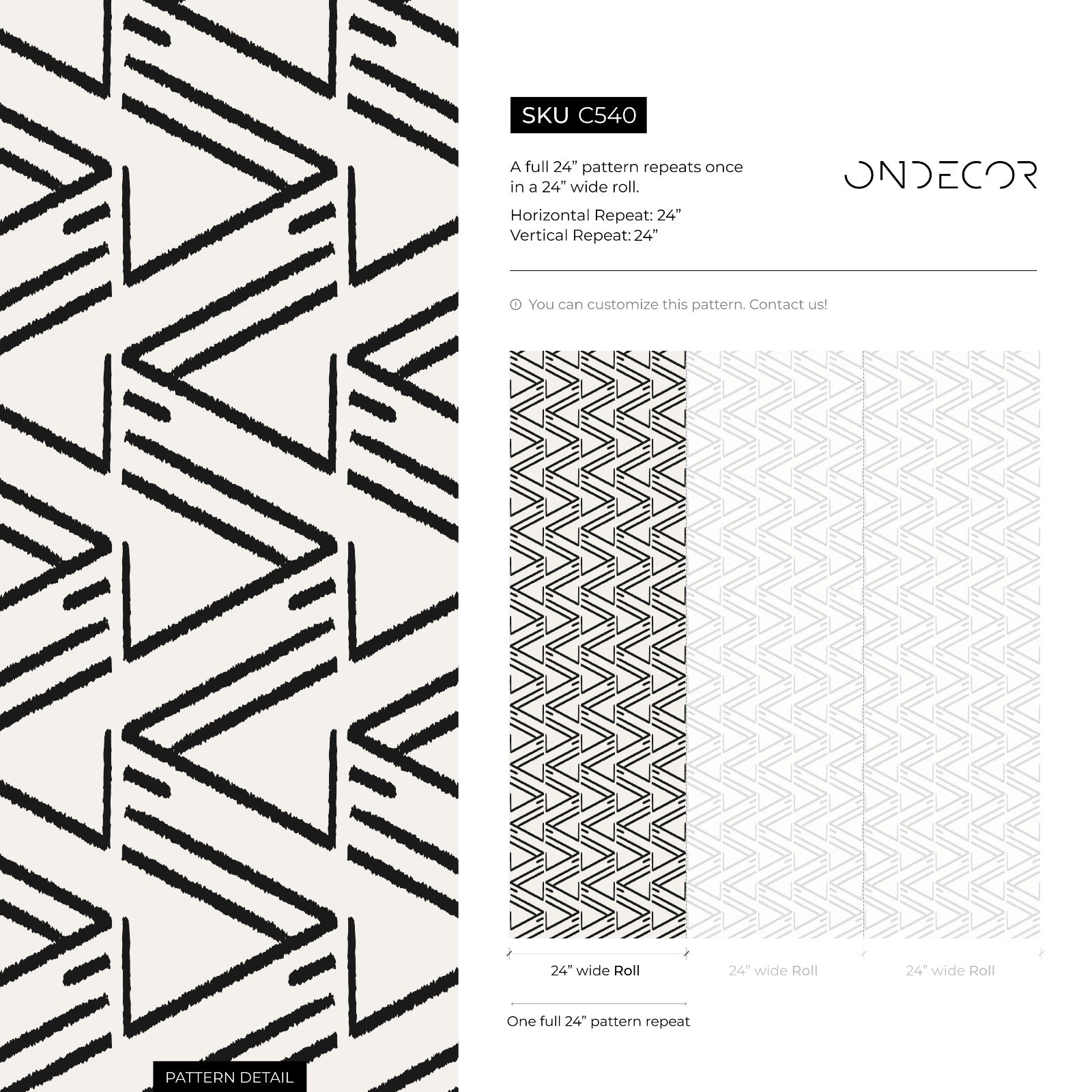 Geometric Wallpaper With A Modern V-line Motif In Black And Off-white - C540