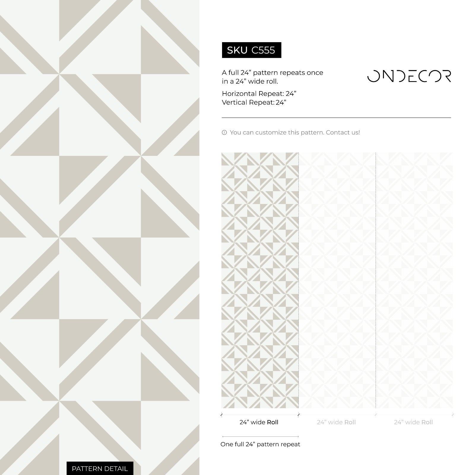 Geometric Wallpaper With A Tiled Triangle Motif In Beige - C555