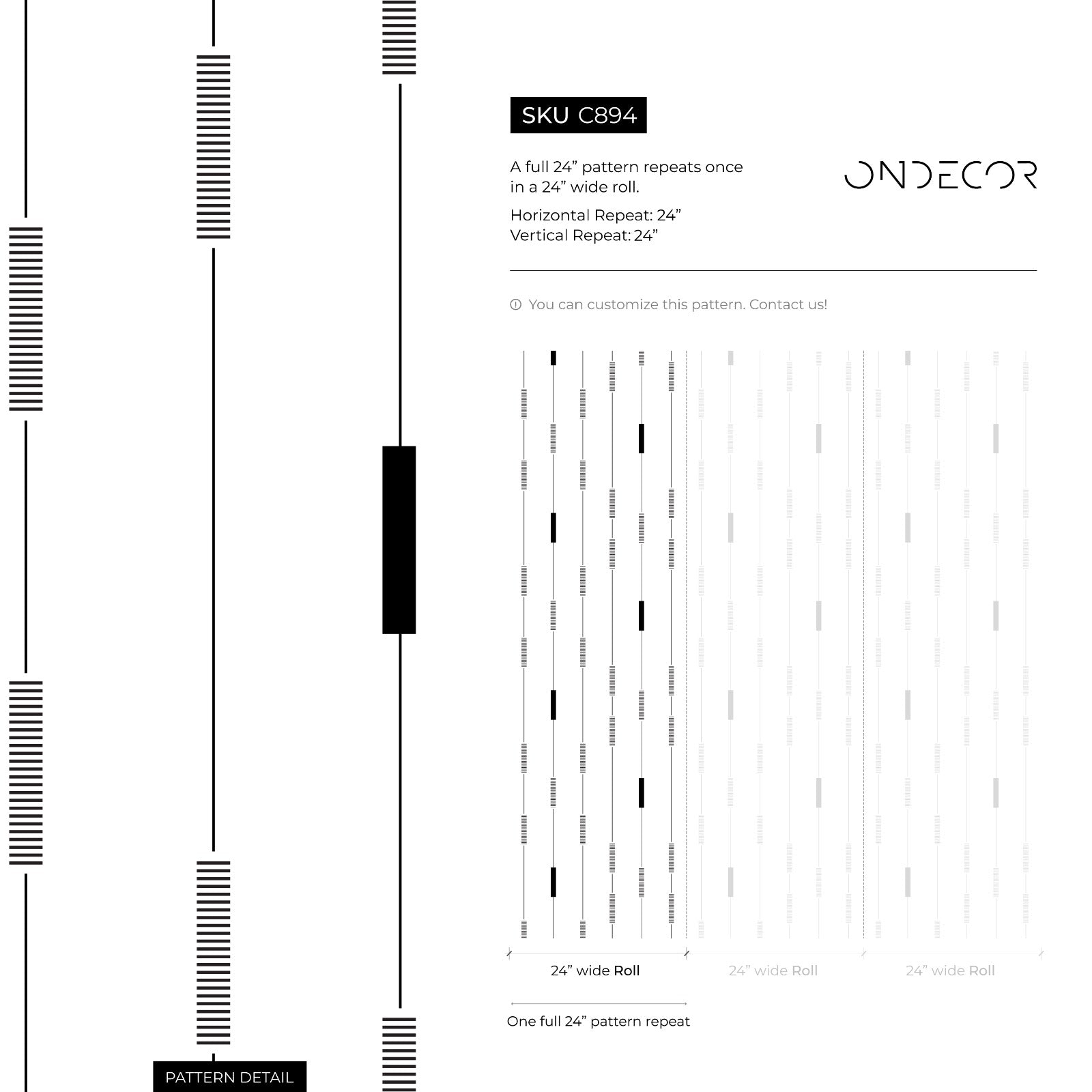 Geometric Wallpaper With A Rhythmic Linear Pattern In Black And White - C894