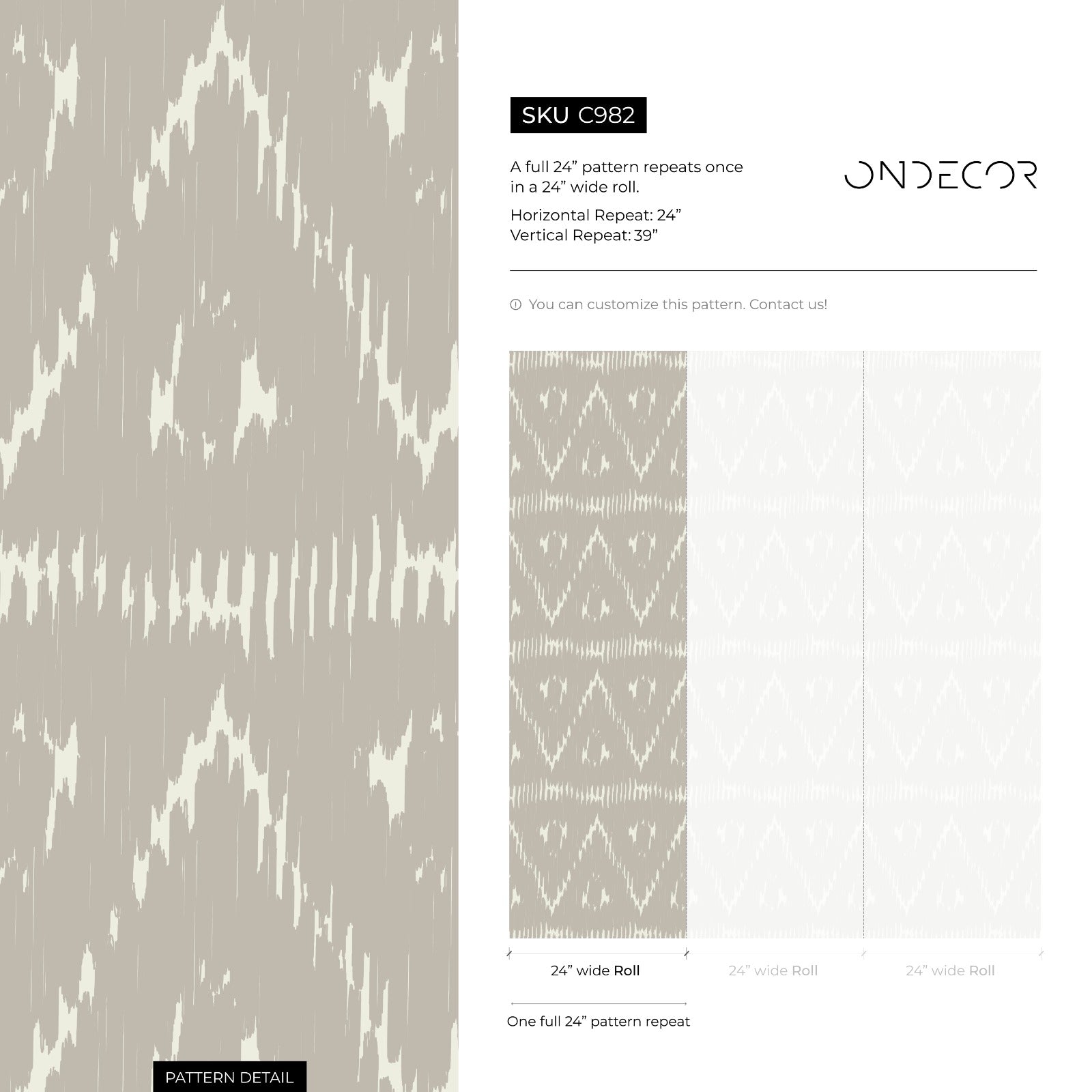 Ethnic Wallpaper With An Ikat Chevron Motif In Beige And Cream - C982