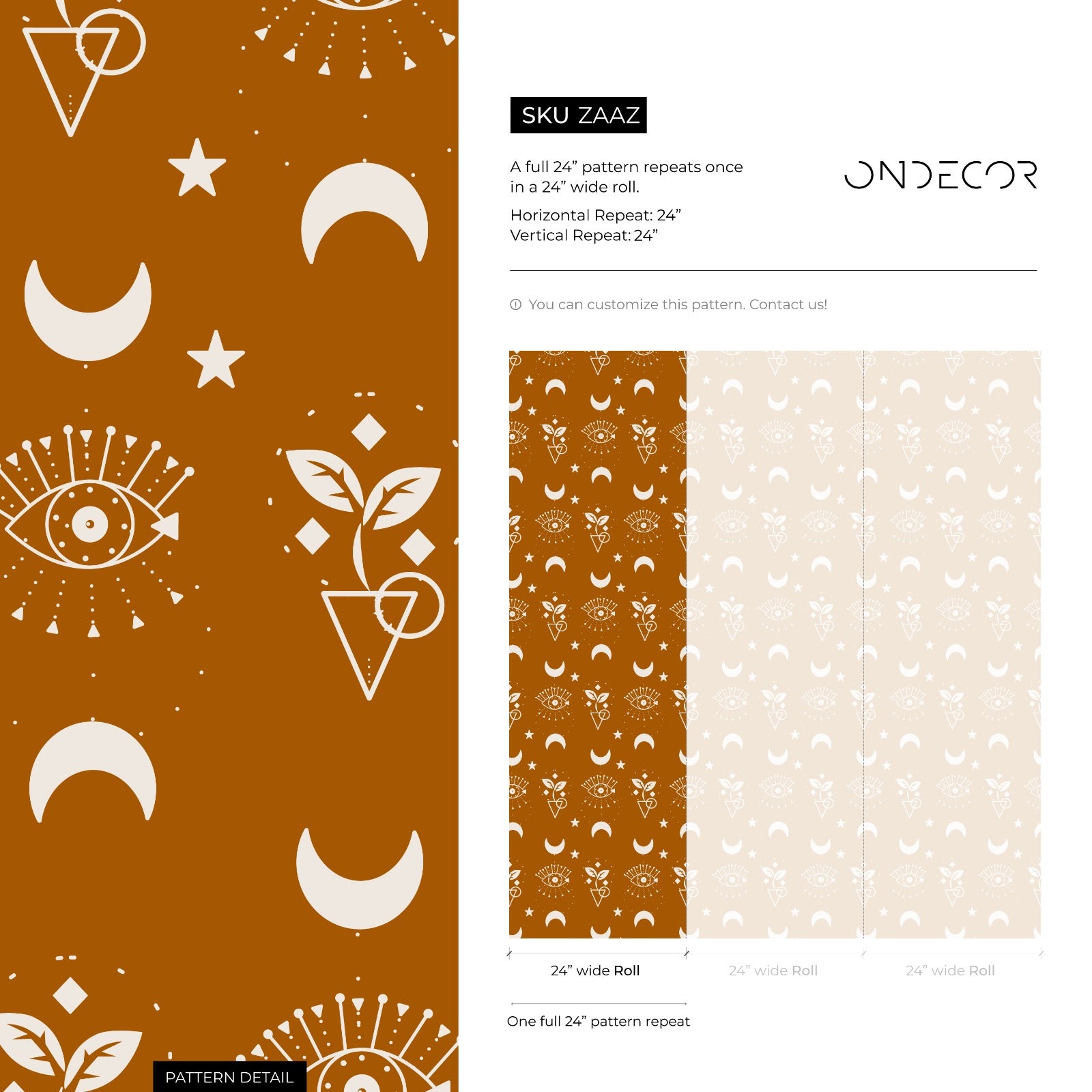 Mystical Wallpaper With Celestial Moons And Eyes In Brown And White - Zaaz