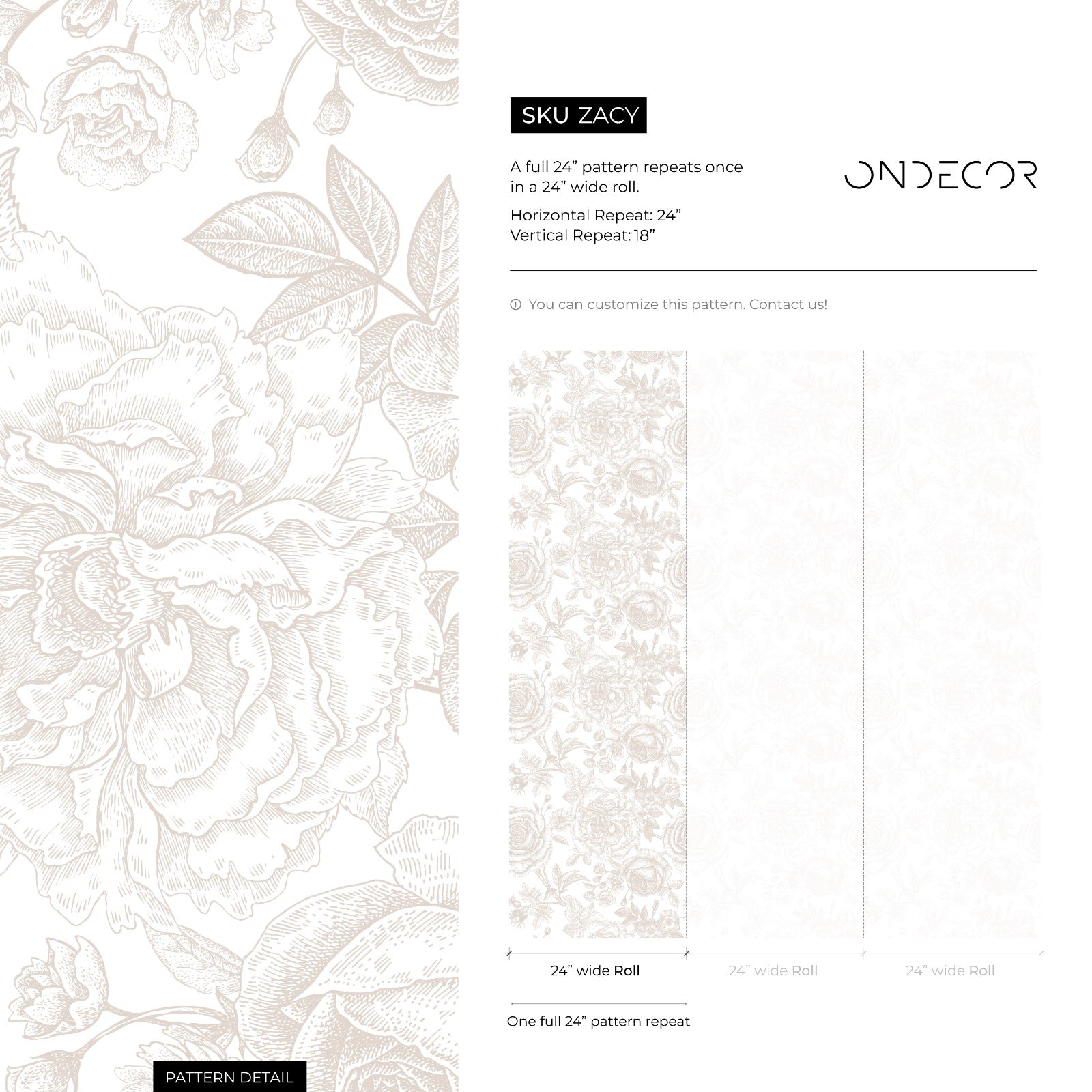 Floral Wallpaper With Detailed Roses And Peonies In Neutral Beige - Zacy