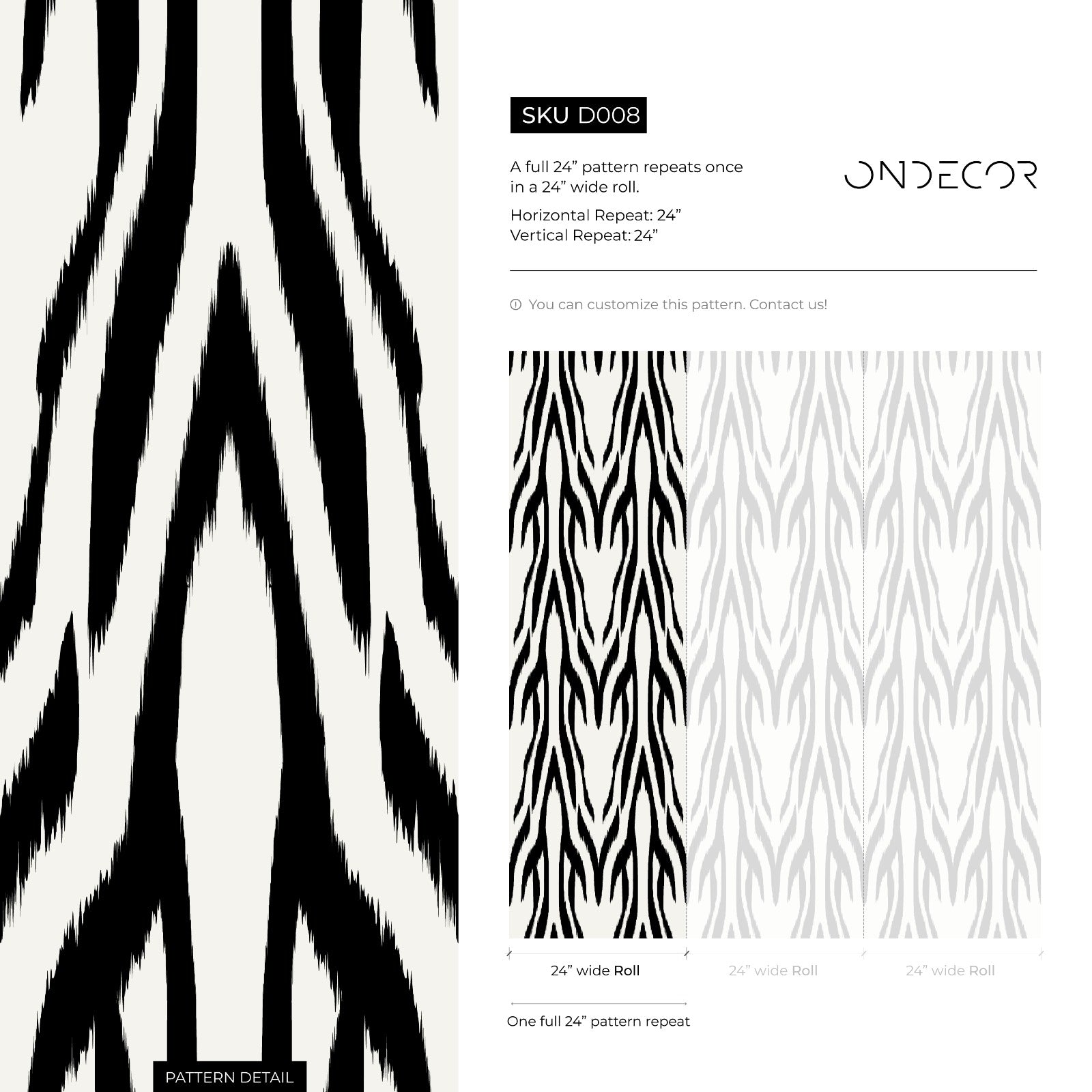 Abstract Wallpaper With A Bold Zebra Print Motif In Black And White - D008