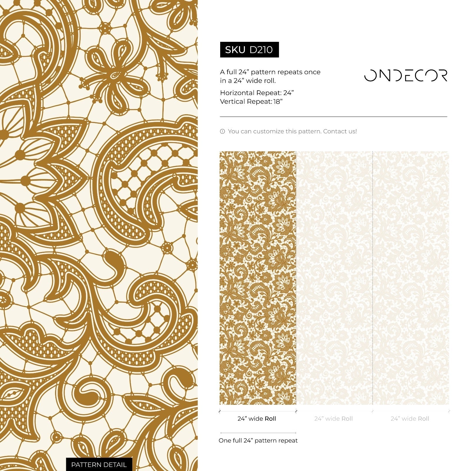 Ornamental Wallpaper With An Intricate Floral Lace Motif In Yellow - D210
