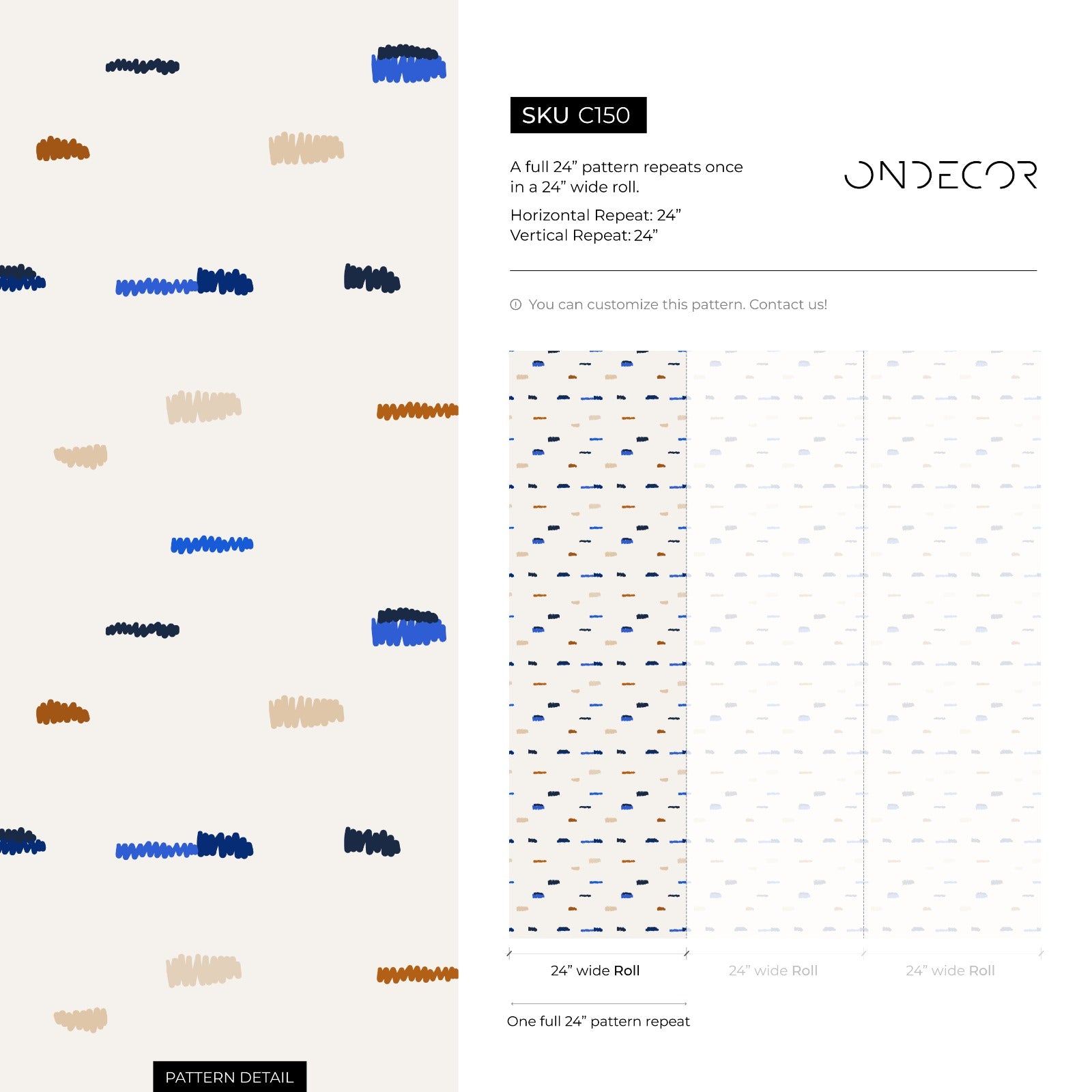 Abstract Wallpaper With Textured Dashes In Blue, Black, And Brown - C150