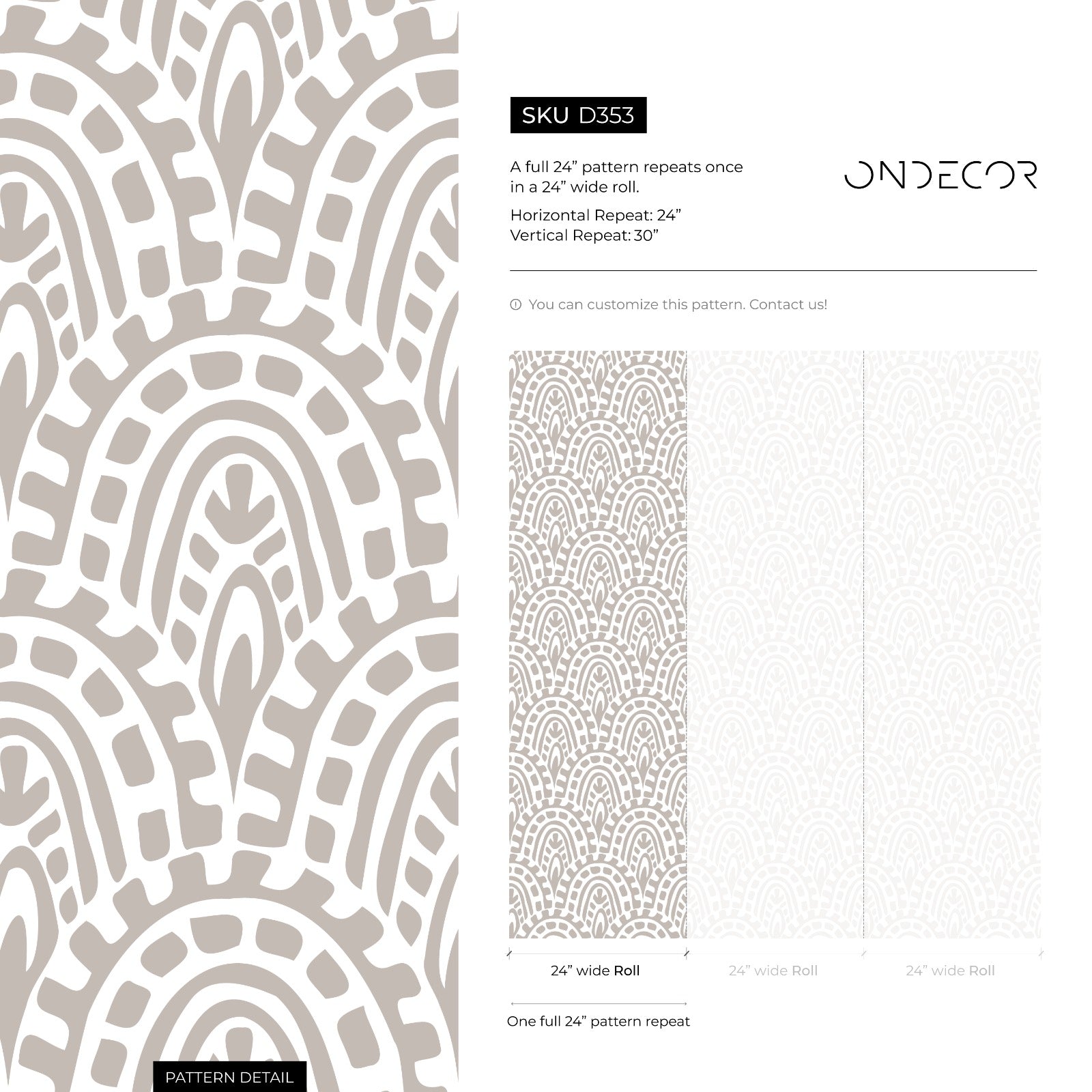 Abstract Wallpaper With A Bohemian Arch Pattern In Taupe And White - D353