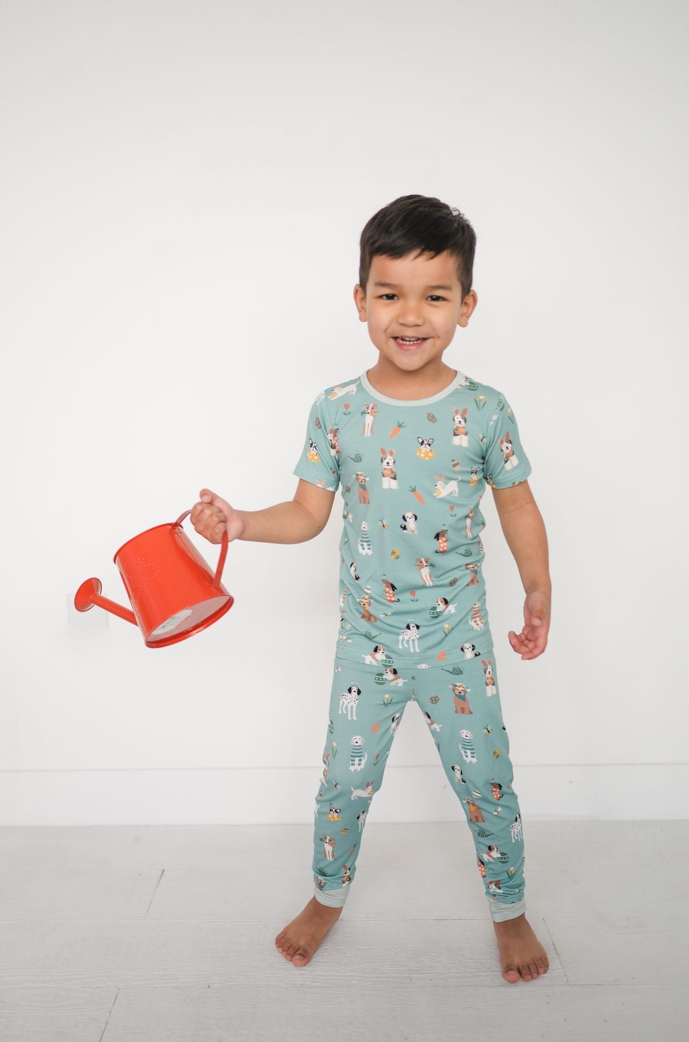 Puppy Egg Hunt (short Sleeve Pj) - Aquamarine