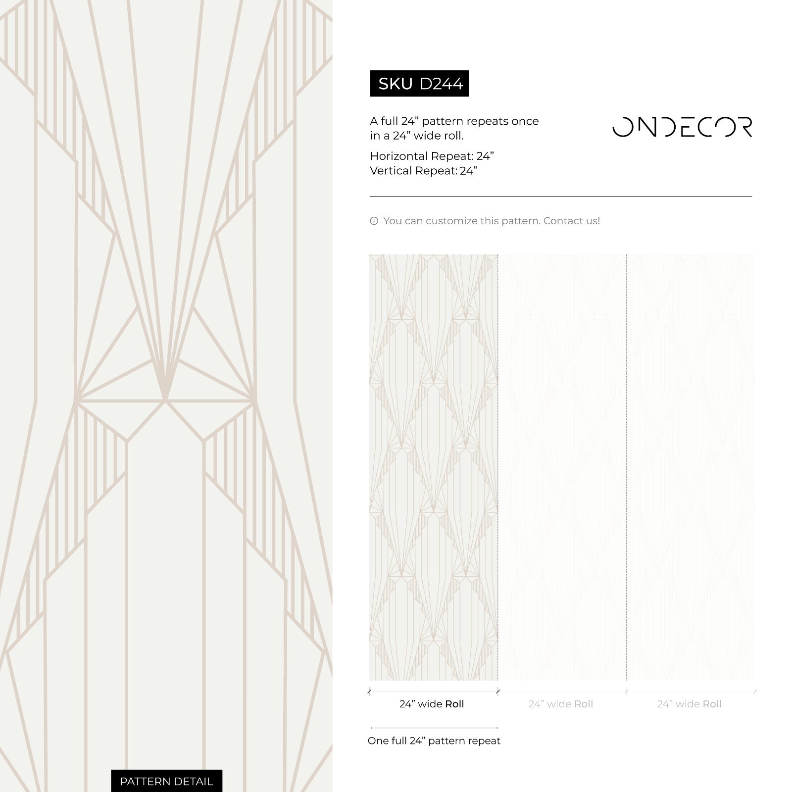 Art Deco Wallpaper With A Fan Motif In Beige And Cream - D244