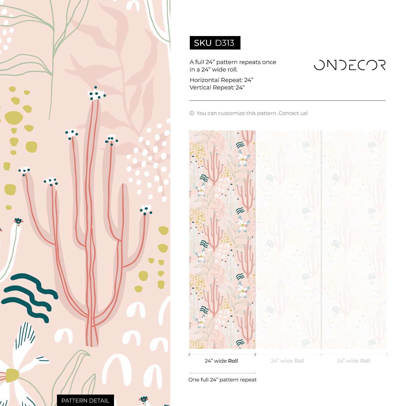Cactus Wallpaper With Whimsical Desert Flowers In Pink, Green, And White - D313