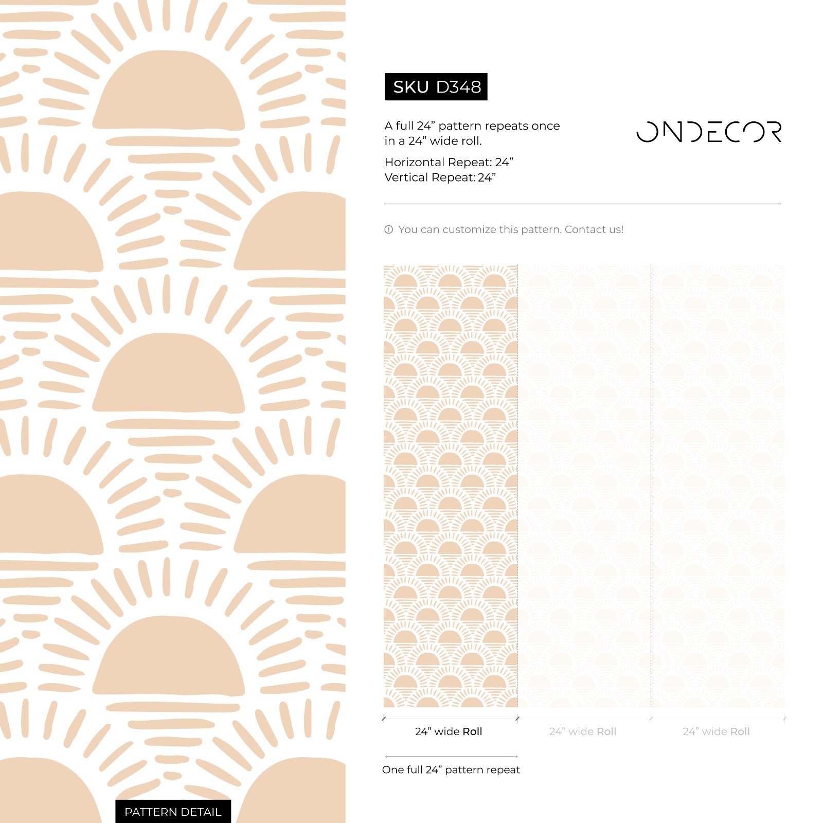 Scallop Wallpaper With A Boho Sunrise Motif In Orange - D348