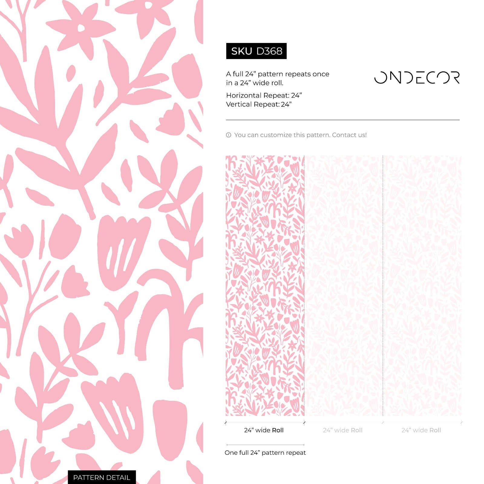 Floral Wallpaper With Abstract Cut-out Blooms In Pink - D368