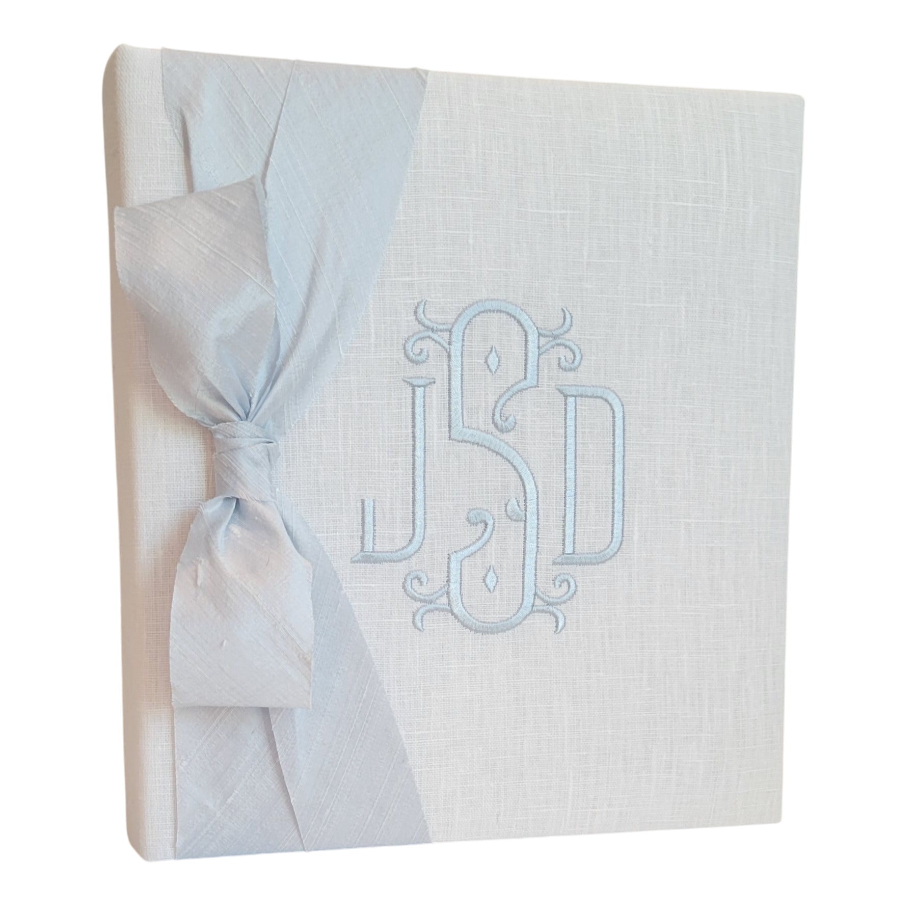 Baby Memory Book - White Linen (w/ Silk Bow)