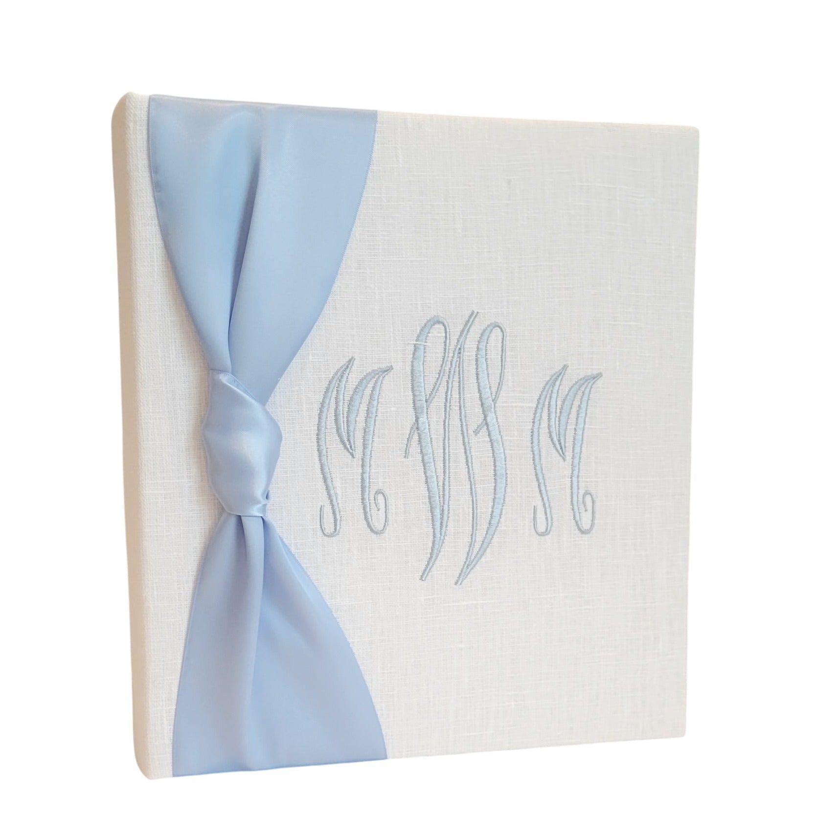 Baby Memory Book - White Linen (w/ Satin Bow)