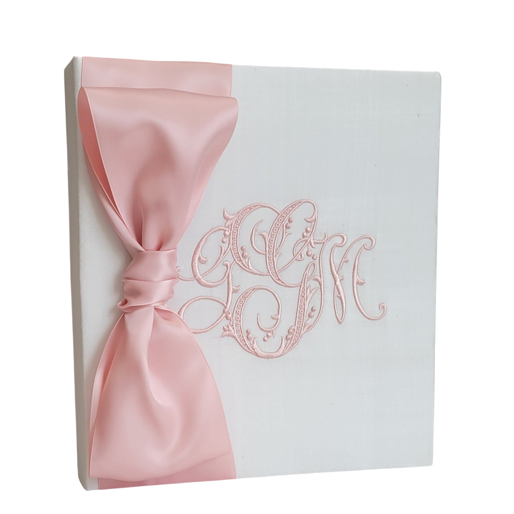 Baby Memory Book - White Silk (w/ Satin Bow)
