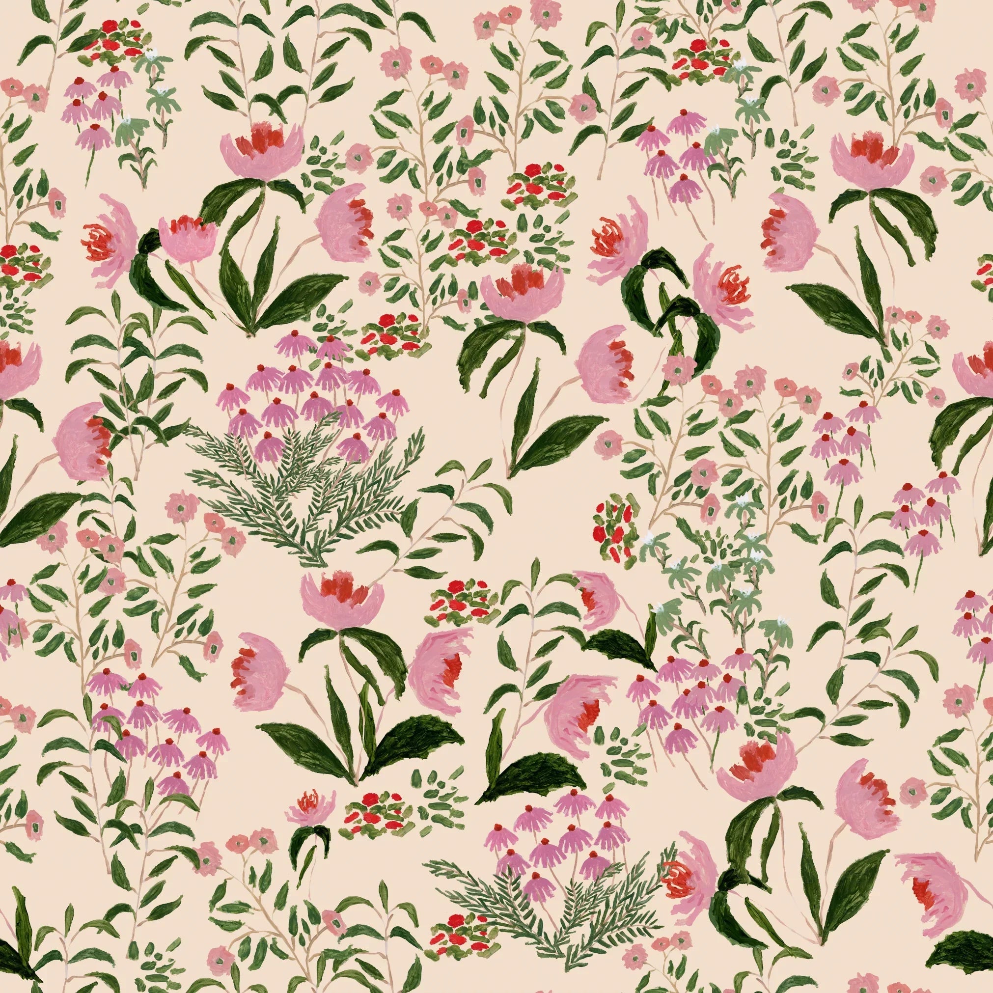 Wild French Garden In Blush Fabric Swatch