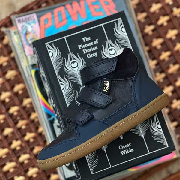 Wilf Kids Velcro Wool-Lined Boot Navy Leather