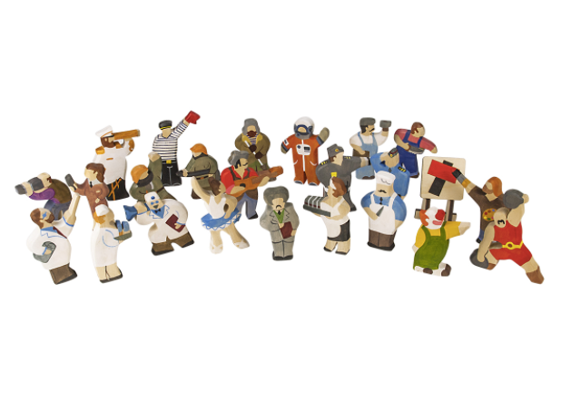 Wooden Figurines Toys Professionals Set Of 23